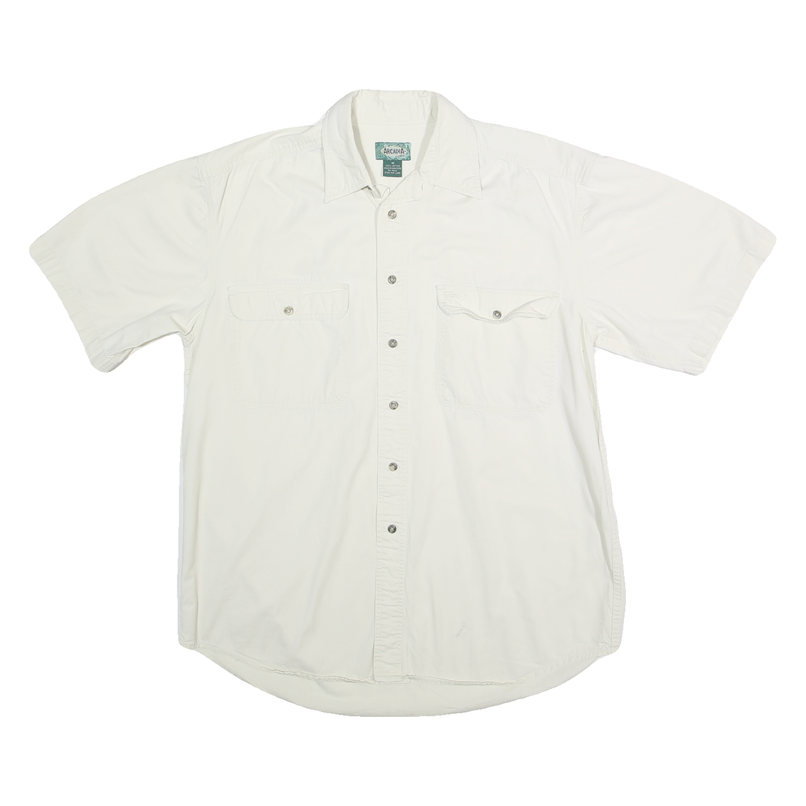 Buy ARCADIA Mens White Short Sleeve Cotton Shirt M Casual Button Pocket Refurbished - $19.49 ARCADIA Mens White Short Sleeve Cotton Shirt M Casual Button Pocket Refurbished - N/A refurbished available on Cerqular