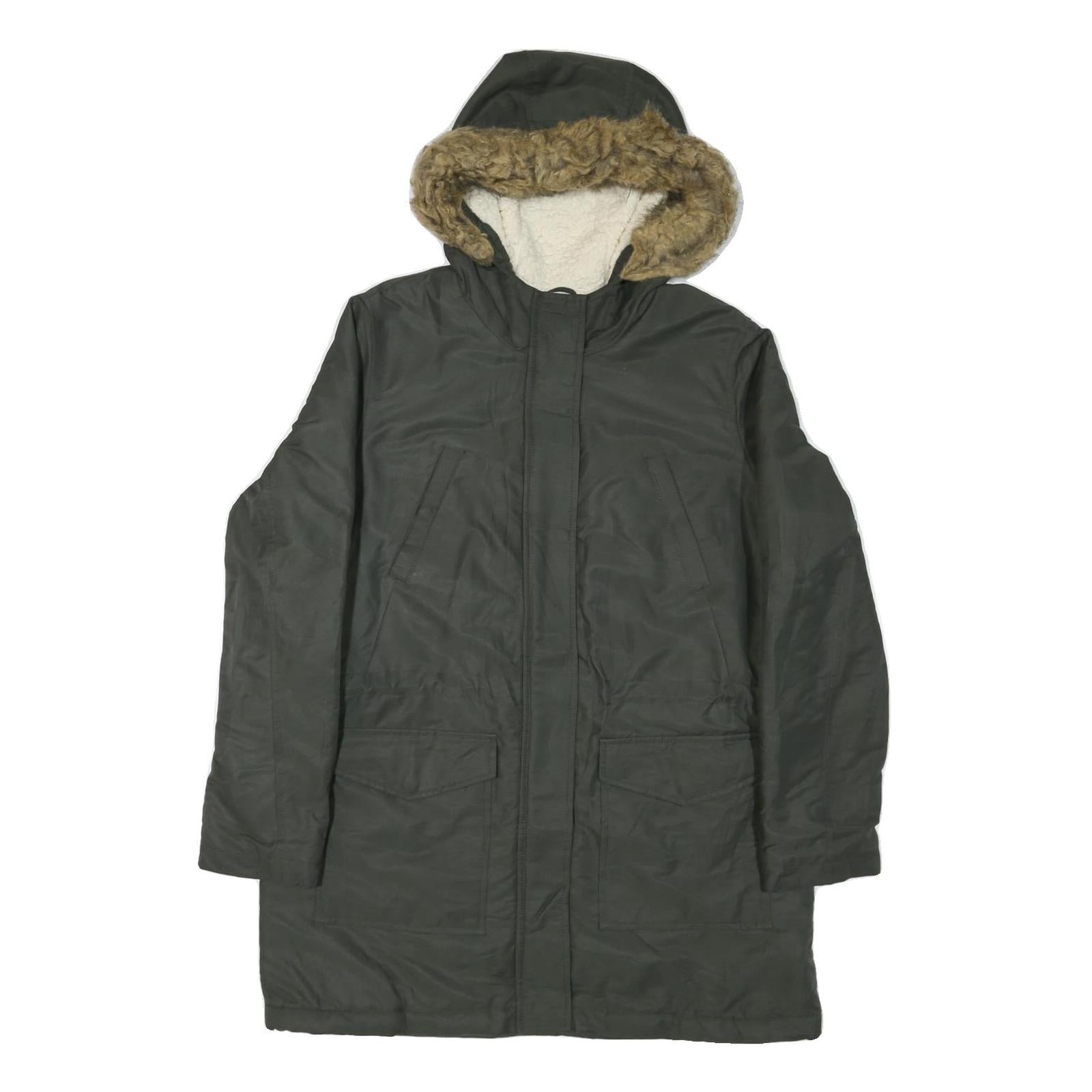LEVI'S Womens Green Cotton Blend Hooded Zip Parka Jacket L Winter Outerwear Refurbished - N/A refurbished available on Cerqular