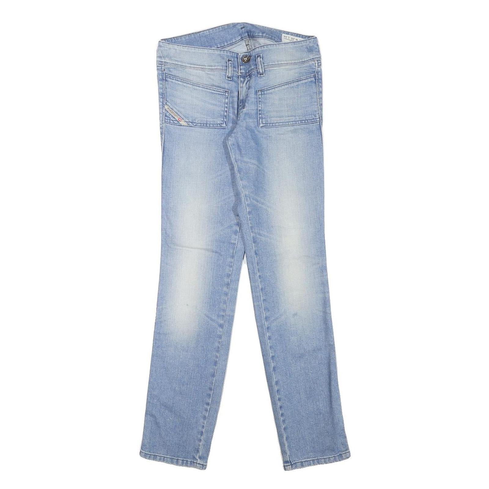 DIESEL Womens Slim Light Blue Denim Regular Jeans W27 L29 Stud Detail Zip Refurbished - N/A refurbished available on Cerqular