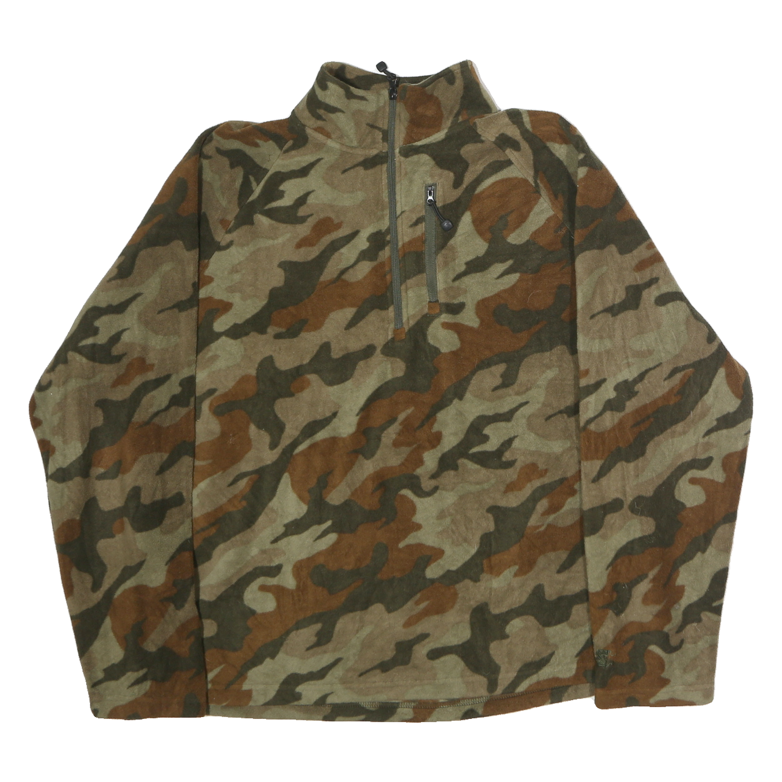 STARTER Mens Green & Brown Camo 1/4 Zip L Polyester Sweatshirt Outdoor Casual Refurbished - N/A refurbished available on Cerqular