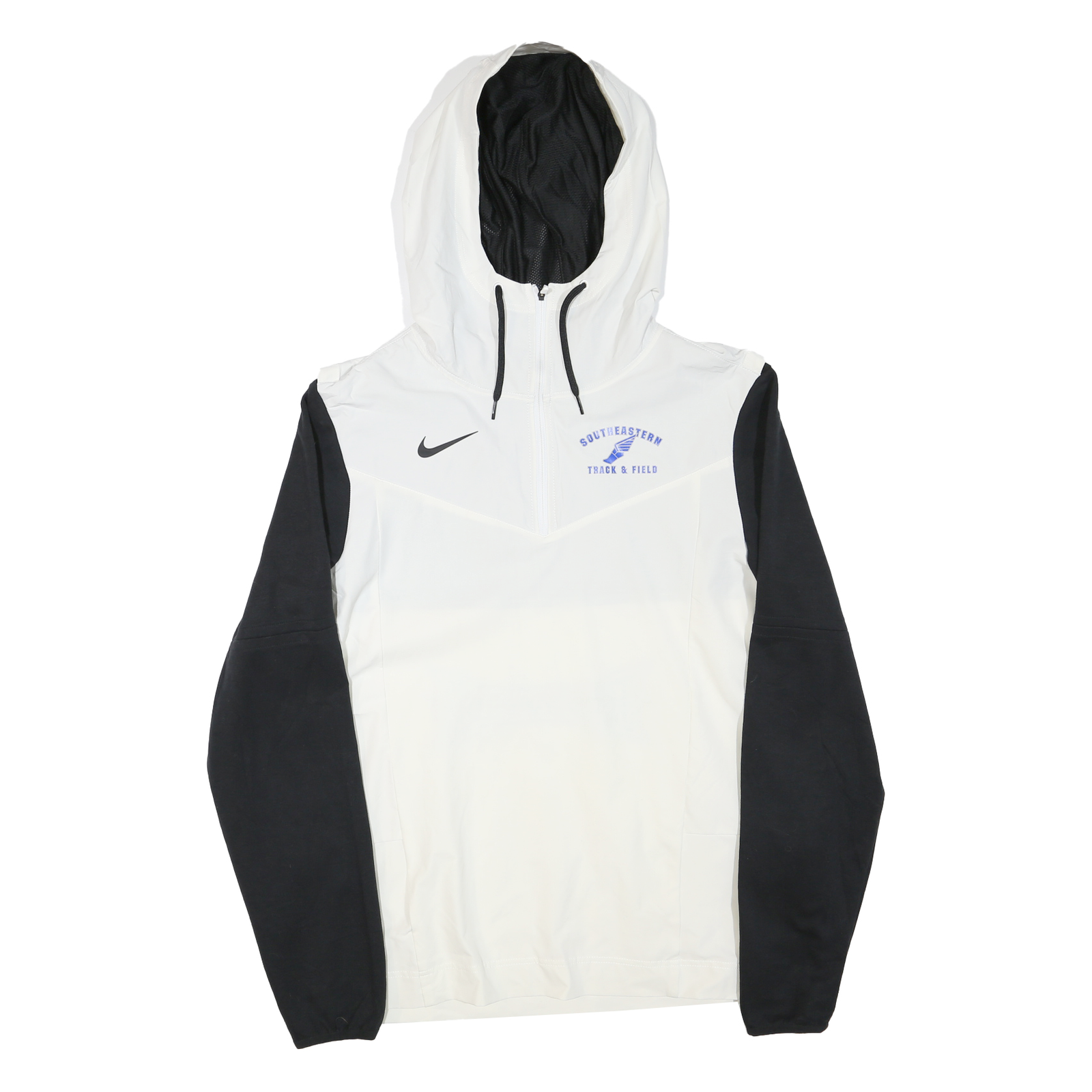 NIKE Mens White & Black Track Field Zip Jacket M Polyester Blend Hooded Refurbished - N/A refurbished available on Cerqular