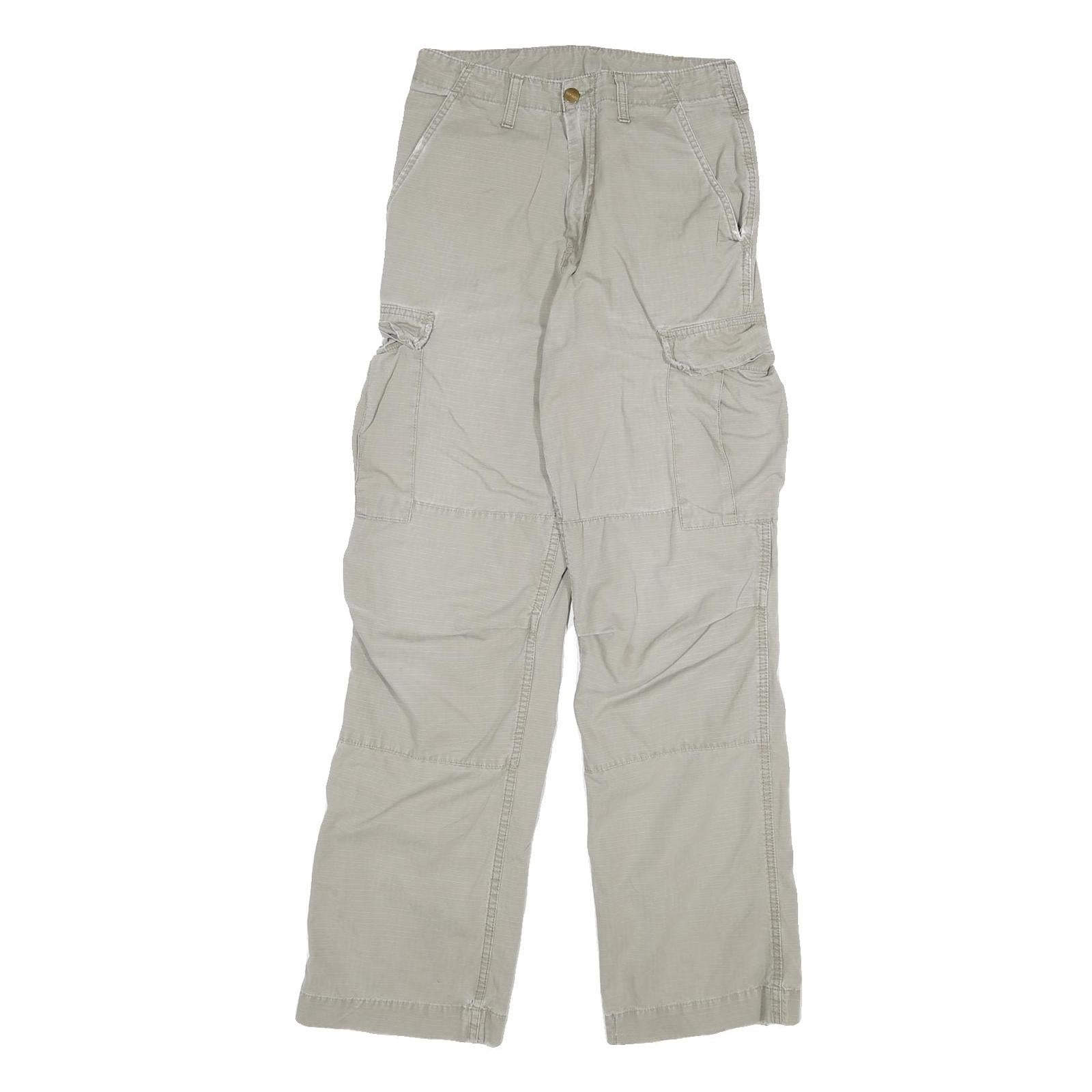CARHARTT Mens Relaxed Beige Cargo Trousers W26 L31 Cotton Blend Zip Pockets Refurbished - N/A refurbished available on Cerqular