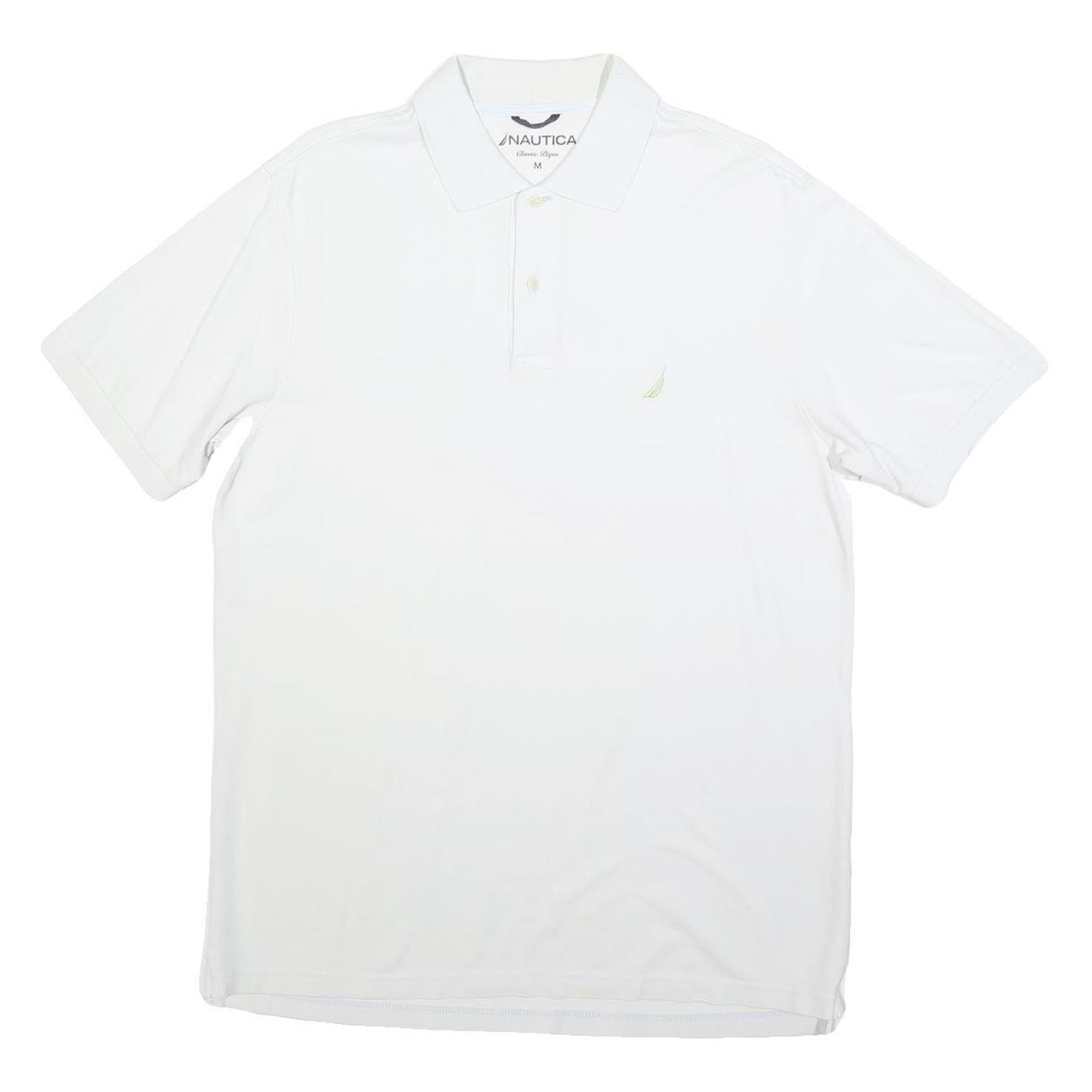 NAUTICA Mens White Short Sleeve Plain Polo Shirt M Classic Cotton Blend Refurbished - N/A refurbished available on Cerqular