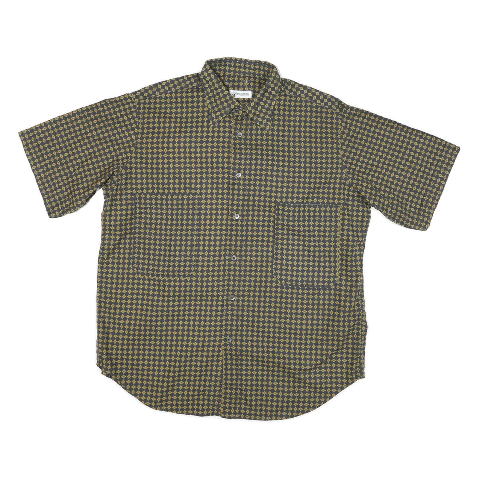 LINEA PRINCIPE Mens Olive & Mustard Patterned Shirt L Cotton Blend Casual Refurbished - N/A refurbished available on Cerqular