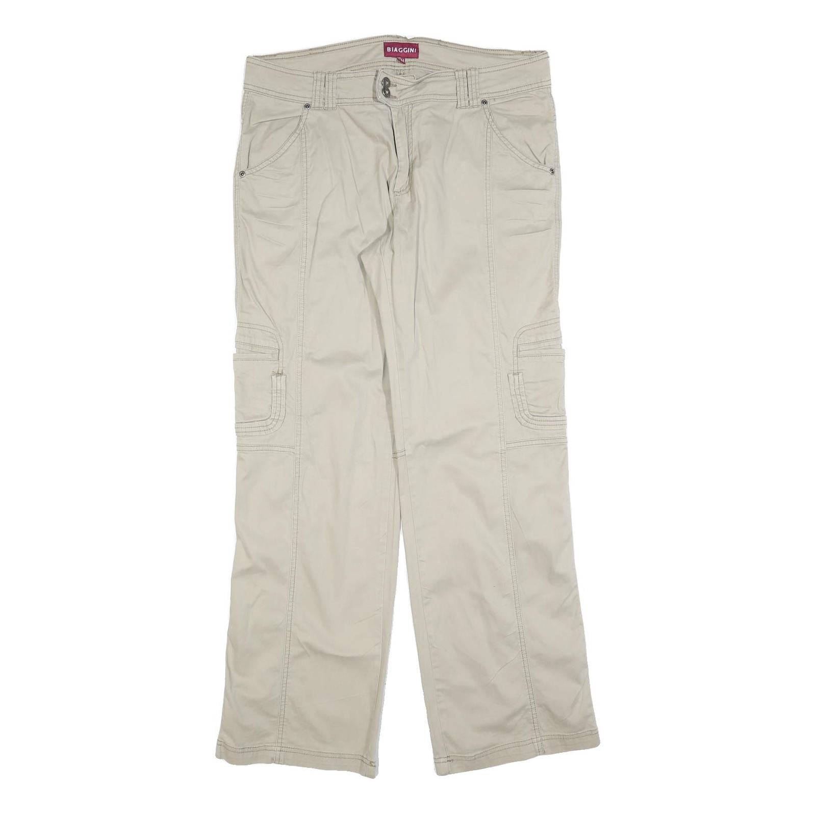 BIAGGINI Womens Regular Beige Cotton Blend Zip Trousers W36 L32 Casual Cargo Refurbished - N/A refurbished available on Cerqular
