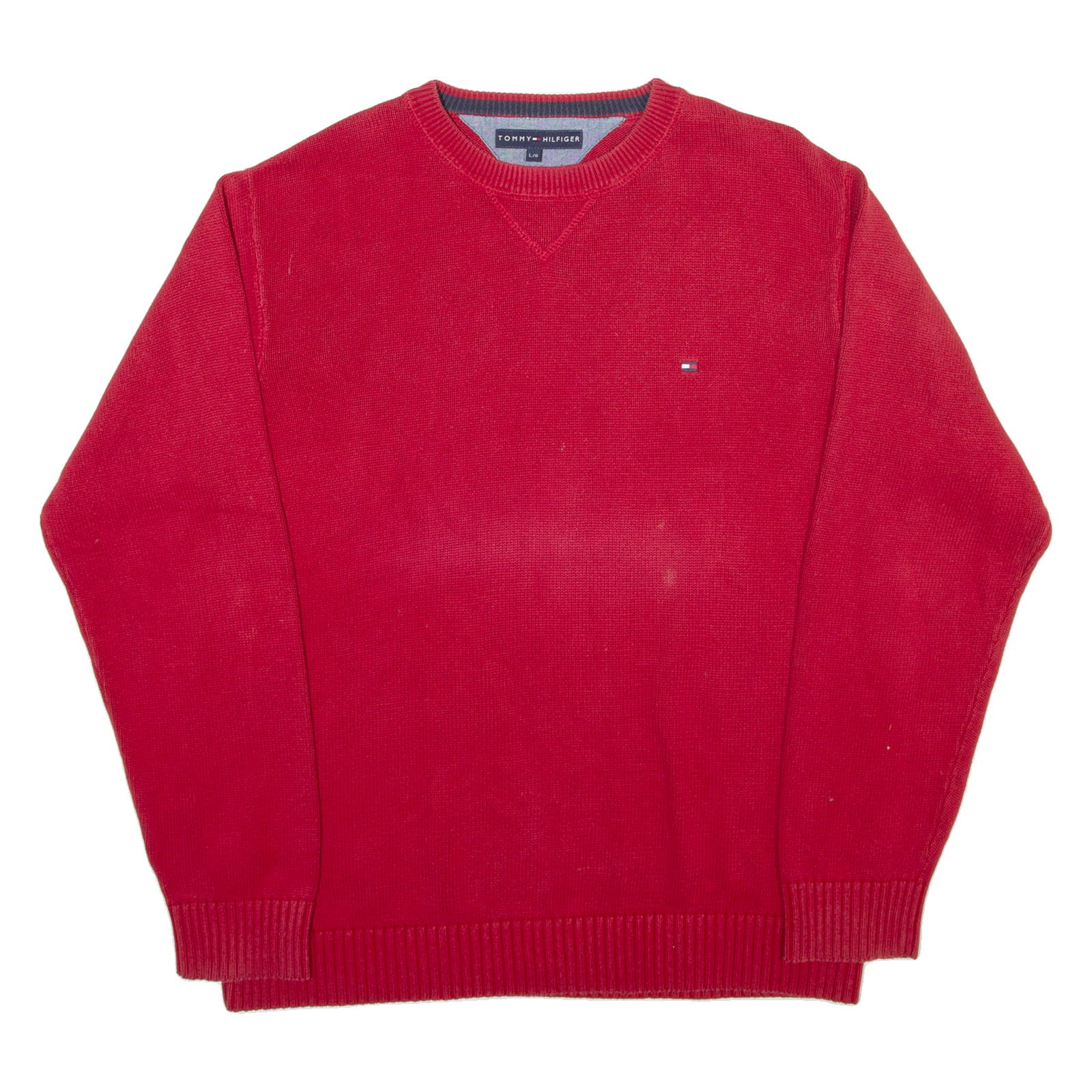 TOMMY HILFIGER Mens Jumper Red Tight Knit L Refurbished - N/A refurbished available on Cerqular