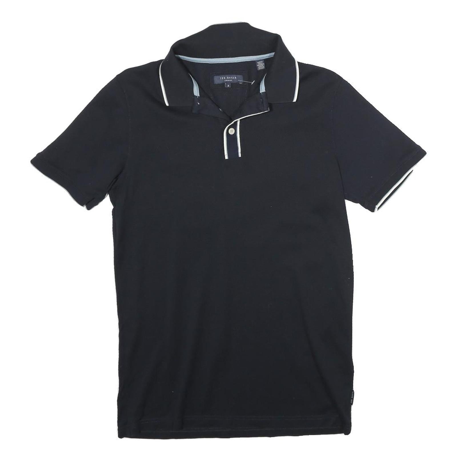 TED BAKER Mens Black Short Sleeve Plain Polo Shirt S Cotton Premium Casual Refurbished - N/A refurbished available on Cerqular