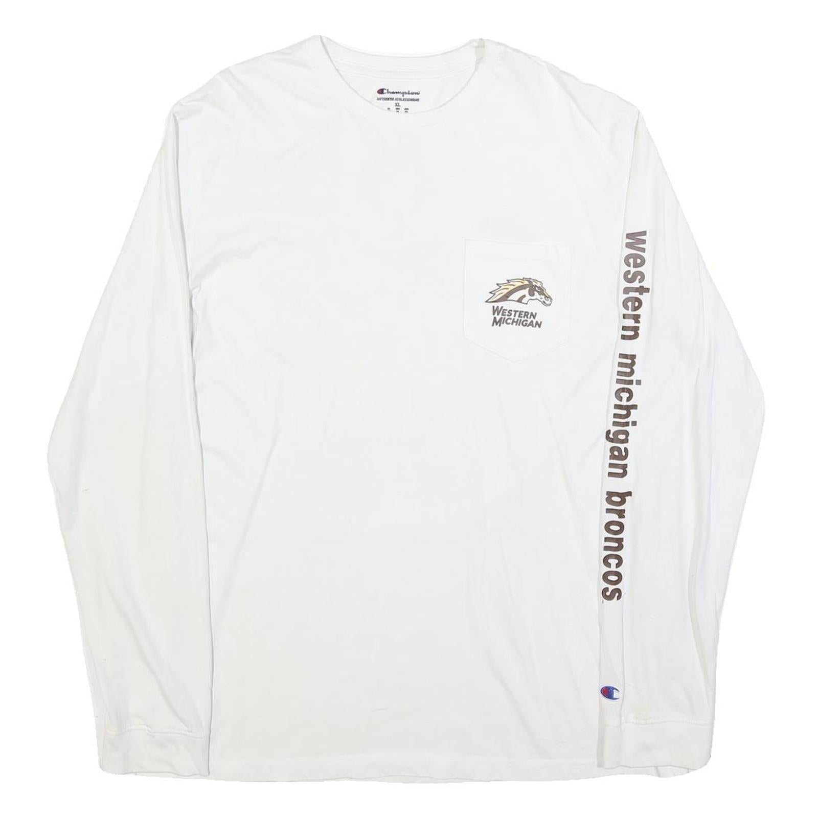 CHAMPION Mens White Western Michigan Broncos Graphic Long Sleeve Crew Neck XL Refurbished - N/A refurbished available on Cerqular