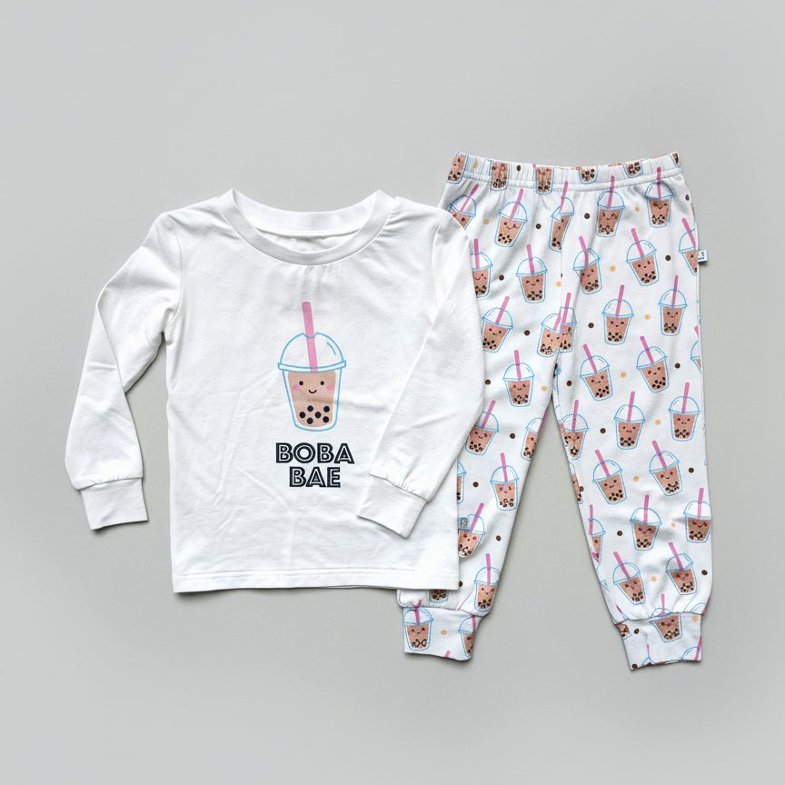 Bamboo Blend Two Piece Pajama Set - Boba | Size: 4-6Y Refurbished - The Wee Bean refurbished available on Cerqular