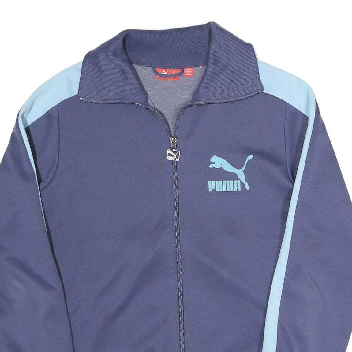 PUMA Womens Blue & Light Blue Track Jacket UK 12 Polyester Zip Sportswear Refurbished - N/A refurbished available on Cerqular