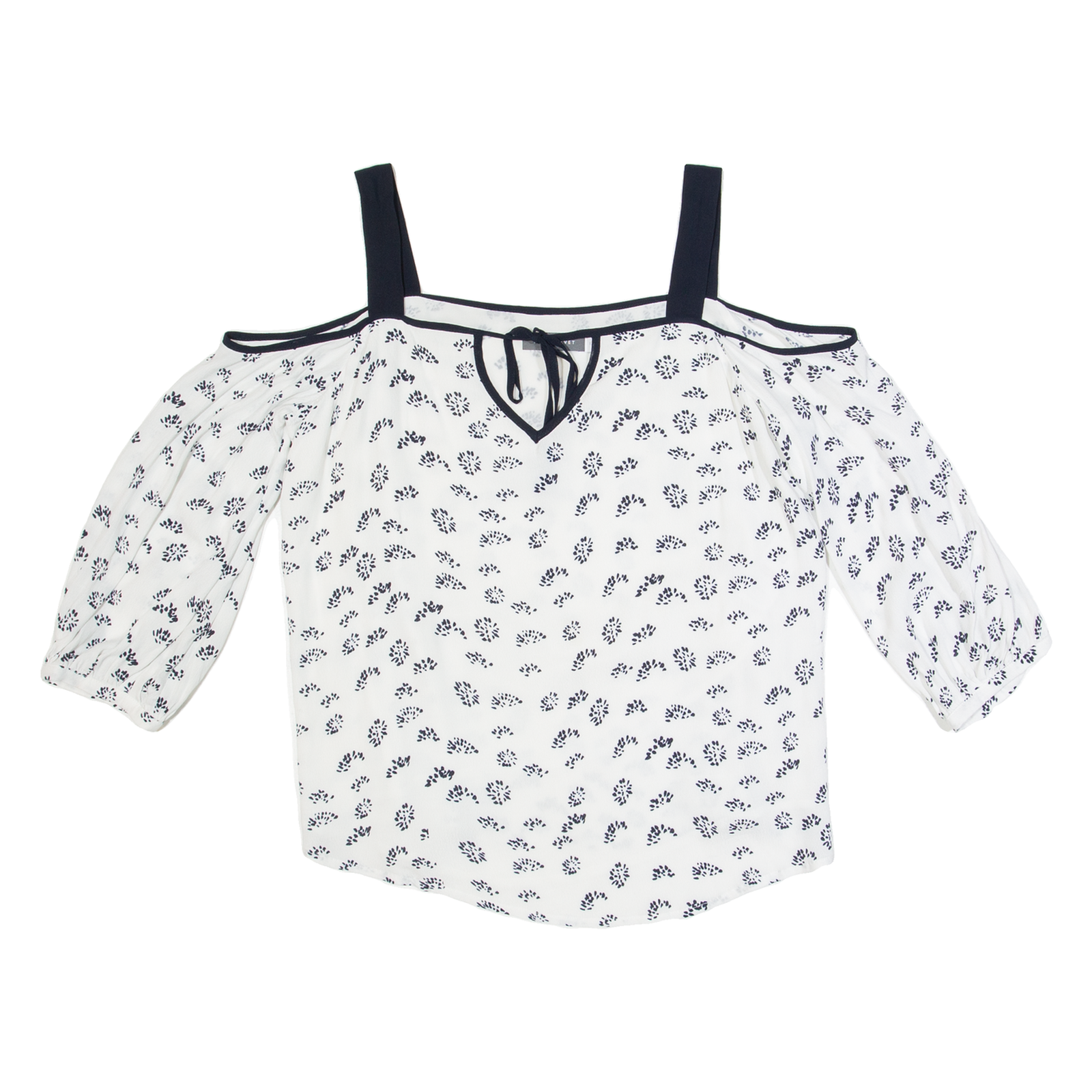MINT VELVET Womens Printed Top White 3/4 Sleeve Crazy Pattern UK 12 Refurbished - N/A refurbished available on Cerqular
