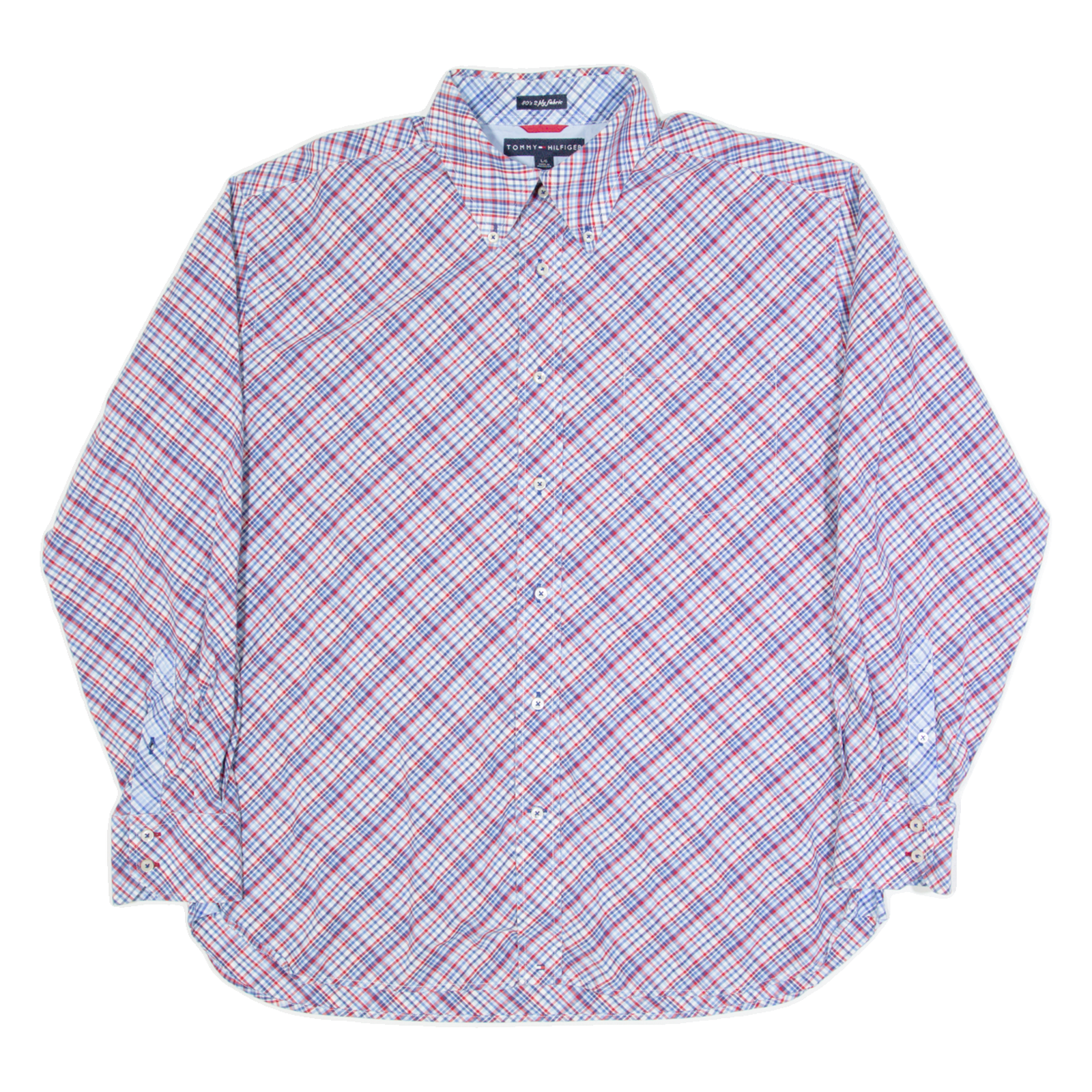 TOMMY HILFIGER Mens Shirt Blue Plaid Long Sleeve L Refurbished - N/A refurbished available on Cerqular