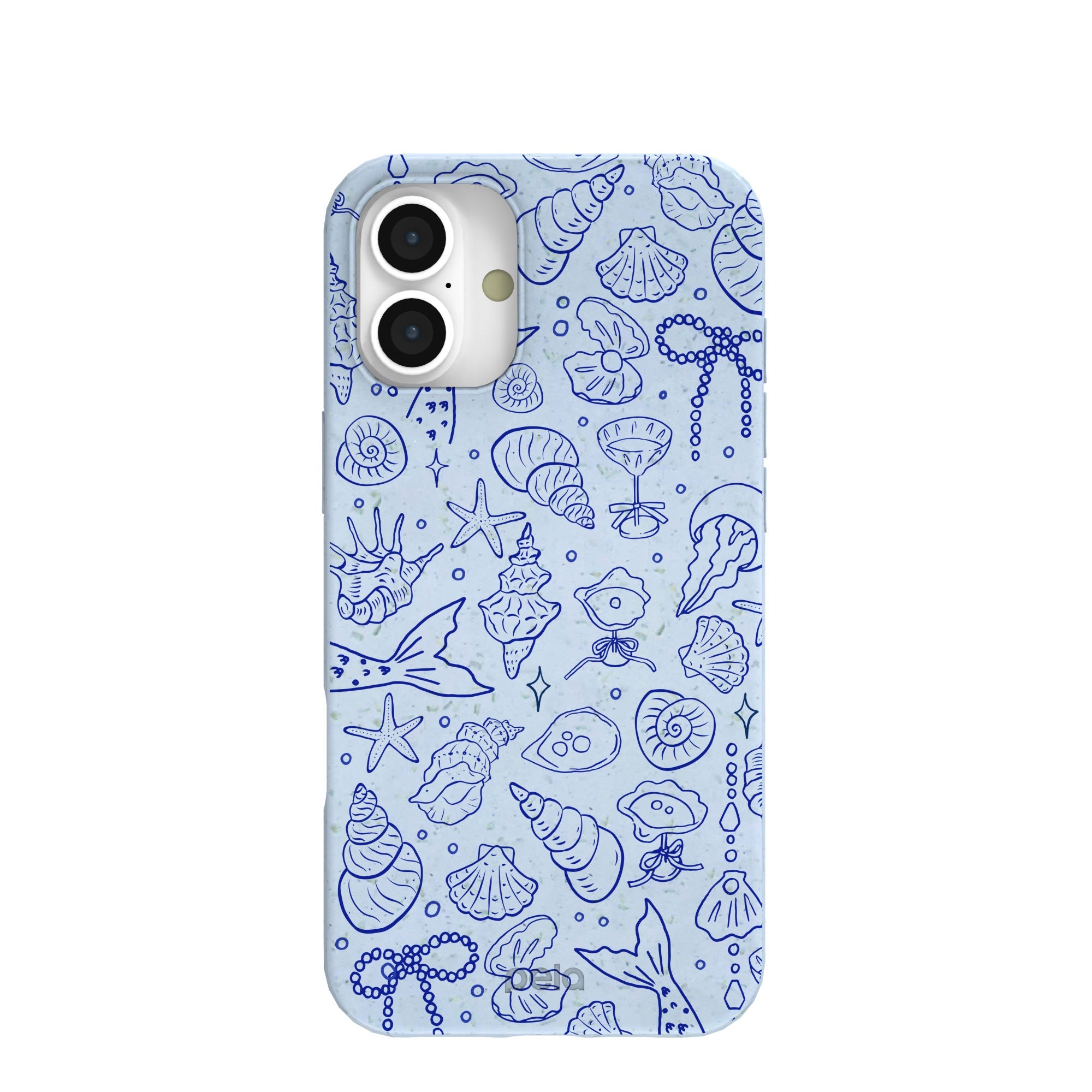 Powder Blue Ocean Charms iPhone 16 Plus Case Refurbished - Pela Case refurbished available on Cerqular