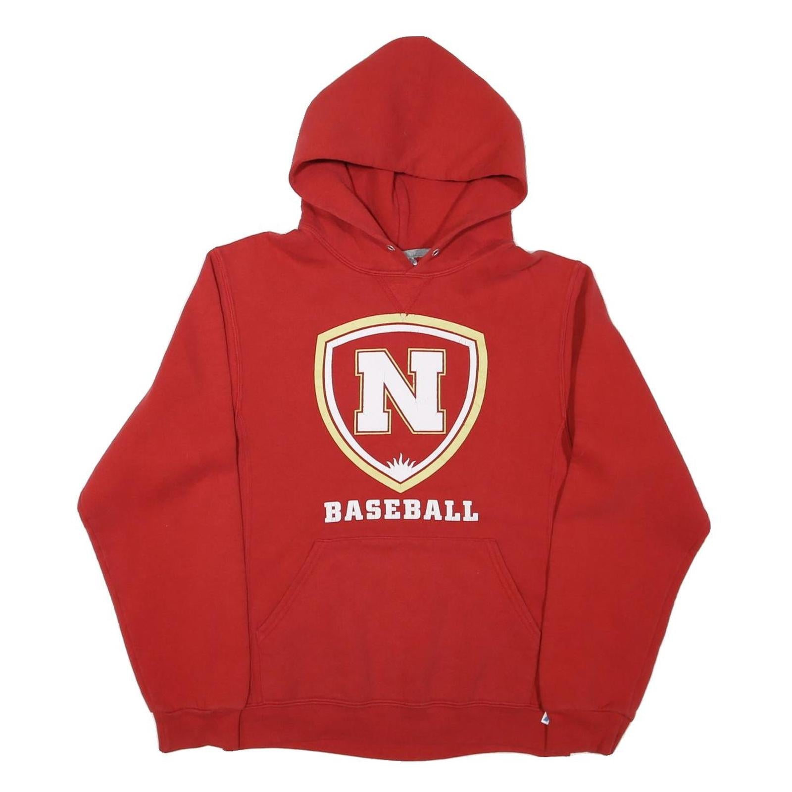 RUSSELL ATHLETIC Mens Red Baseball Pullover Hoodie S Cotton Blend Refurbished - N/A refurbished available on Cerqular