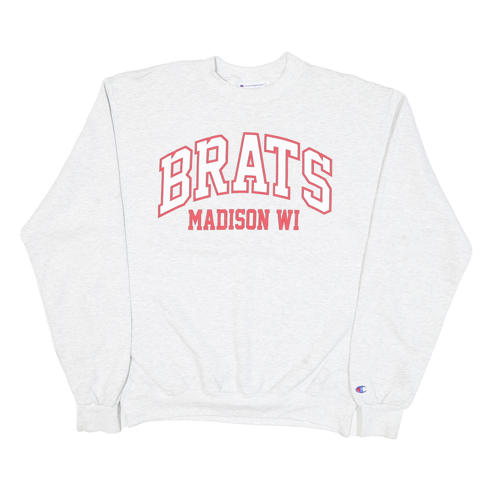CHAMPION Mens Grey Brats Madison WI Crew Neck M Cotton Sweatshirt Casual Refurbished - N/A refurbished available on Cerqular