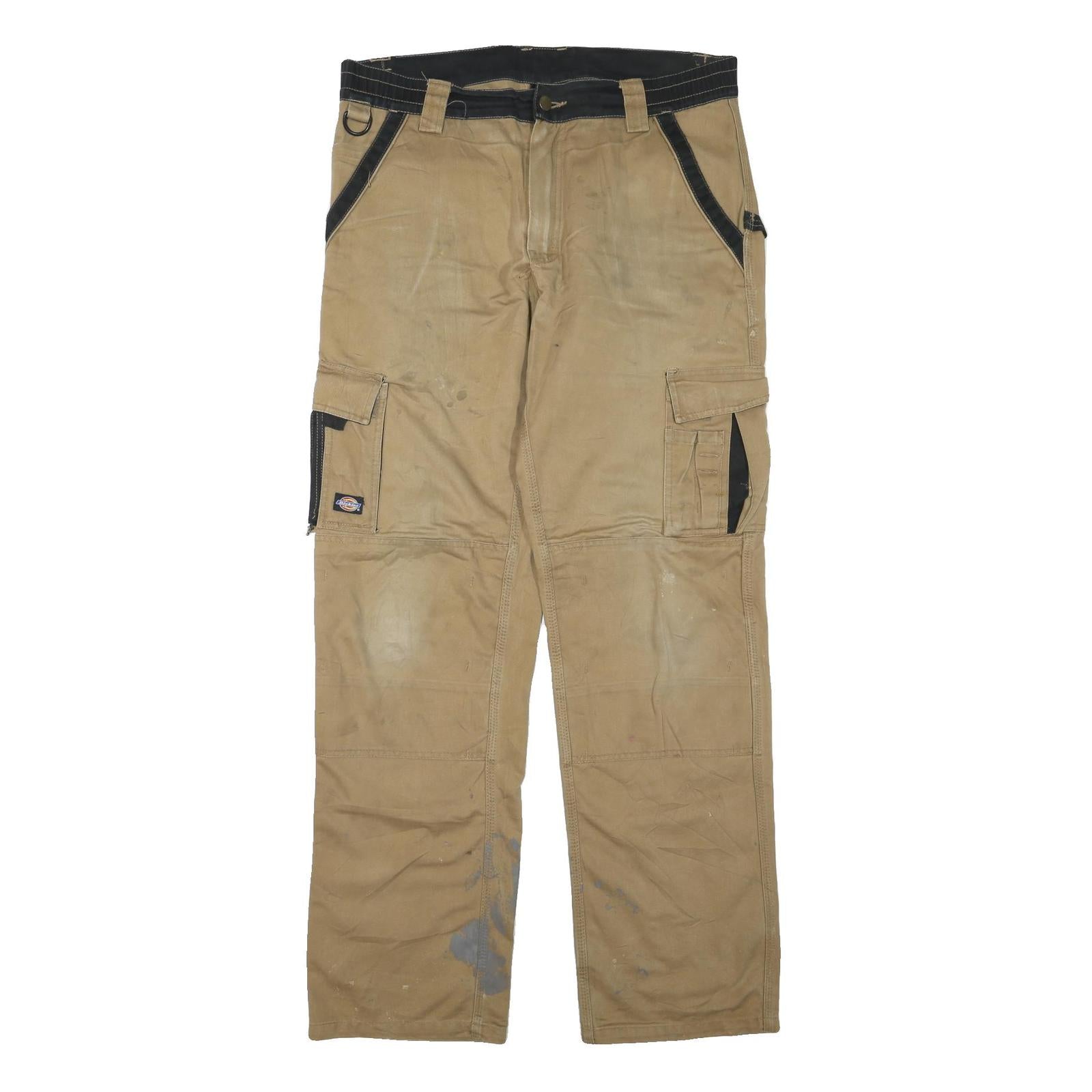 DICKIES Mens Cotton Blend Beige & Black Regular Fit Cargo Trousers W38 L34 Refurbished - N/A refurbished available on Cerqular