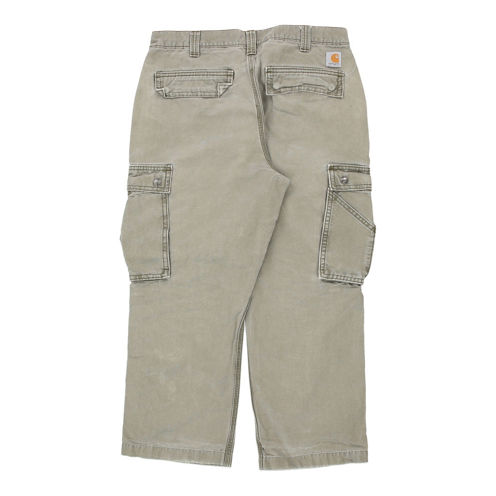 Relaxed Fit. Carhartt Cargo Trousers - 34W 25L Beige Cotton Refurbished - Thrifted (note: this is a term often used to describe second- refurbished available on Cerqular