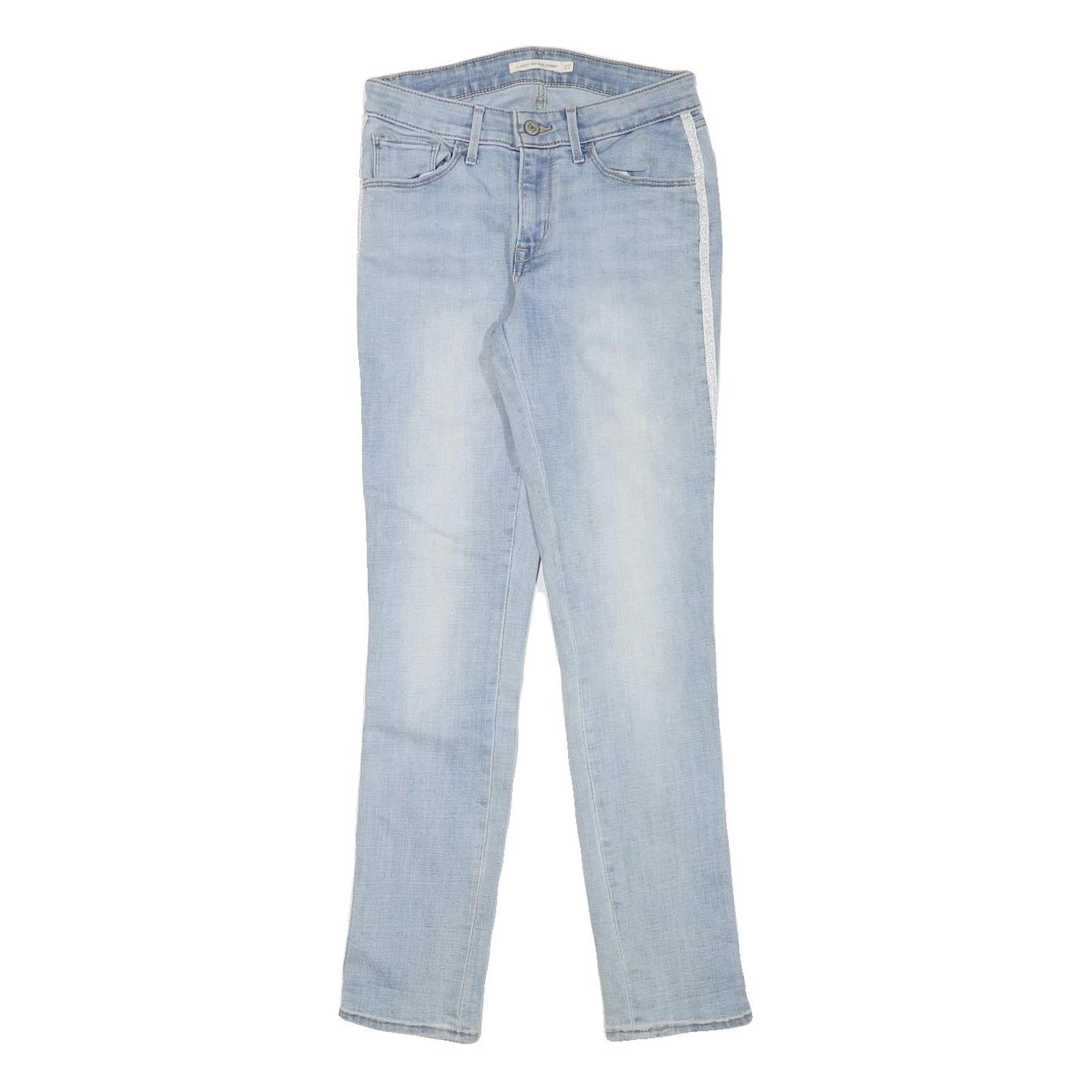 LEVI'S Womens Blue Slim Skinny Denim Light W27 L29 Side Stripe Cotton Blend Zip Refurbished - N/A refurbished available on Cerqular