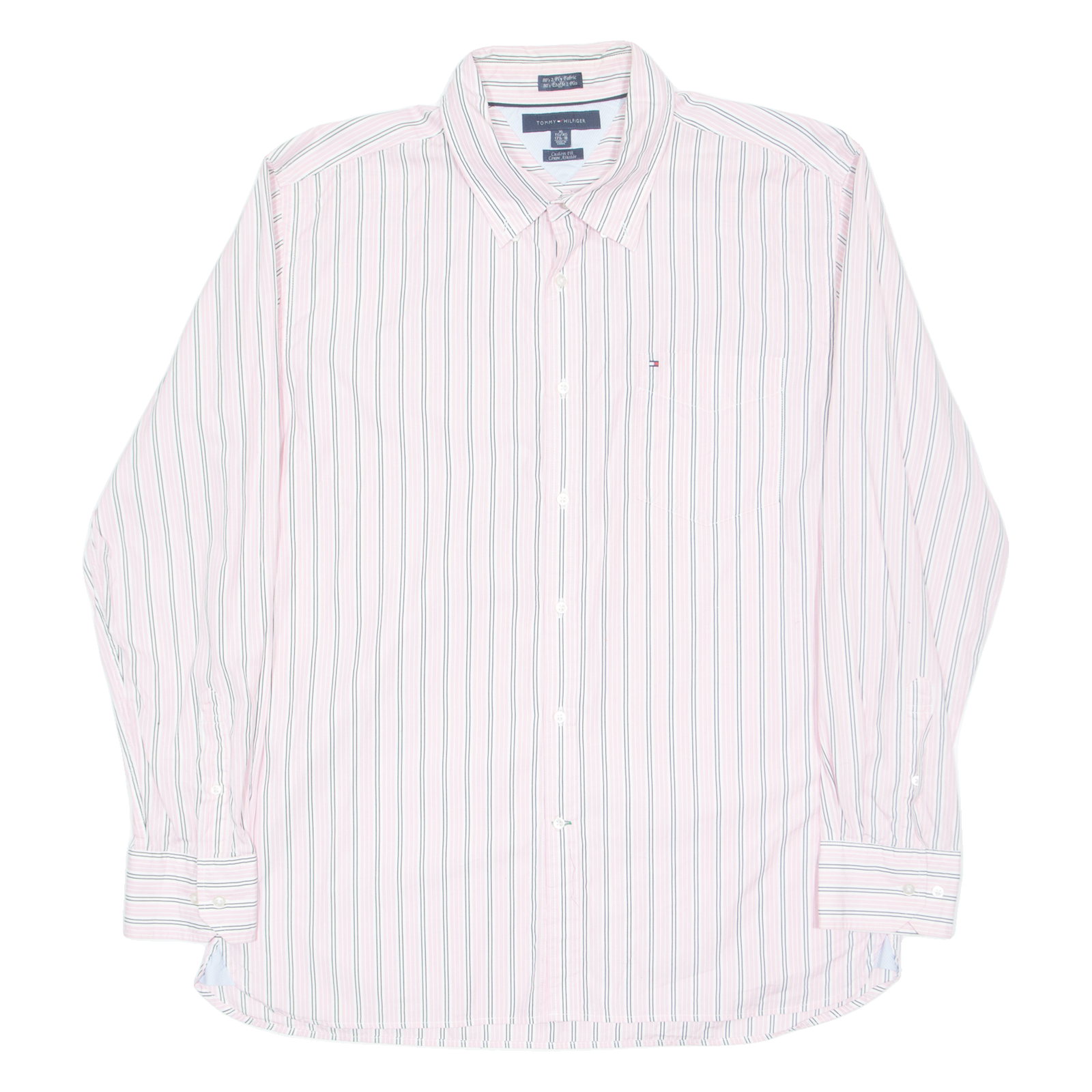TOMMY HILFIGER Mens Shirt Pink Striped Long Sleeve XL Refurbished - N/A refurbished available on Cerqular