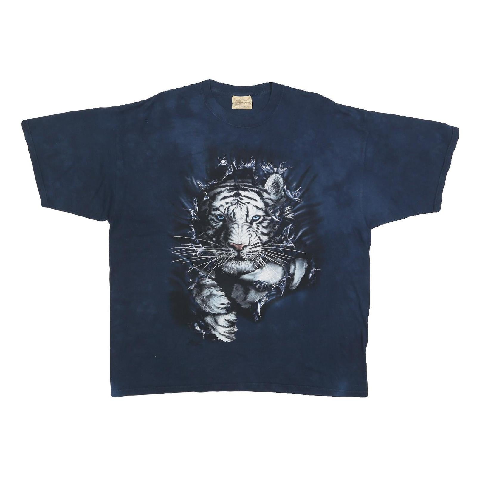 THE MOUNTAIN Mens Navy Blue Tiger Graphic T-Shirt XL Short Sleeve Crew Neck Refurbished - N/A refurbished available on Cerqular