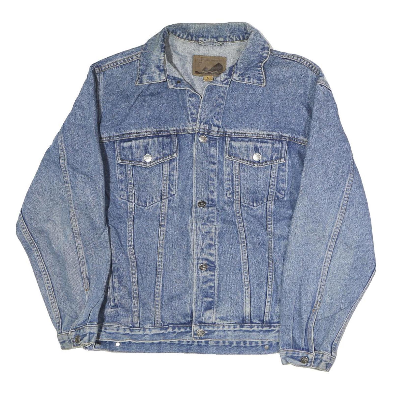 PORT & COMPANY Mens Blue Denim Jacket L Cotton Button Closure Relaxed Fit Refurbished - N/A refurbished available on Cerqular