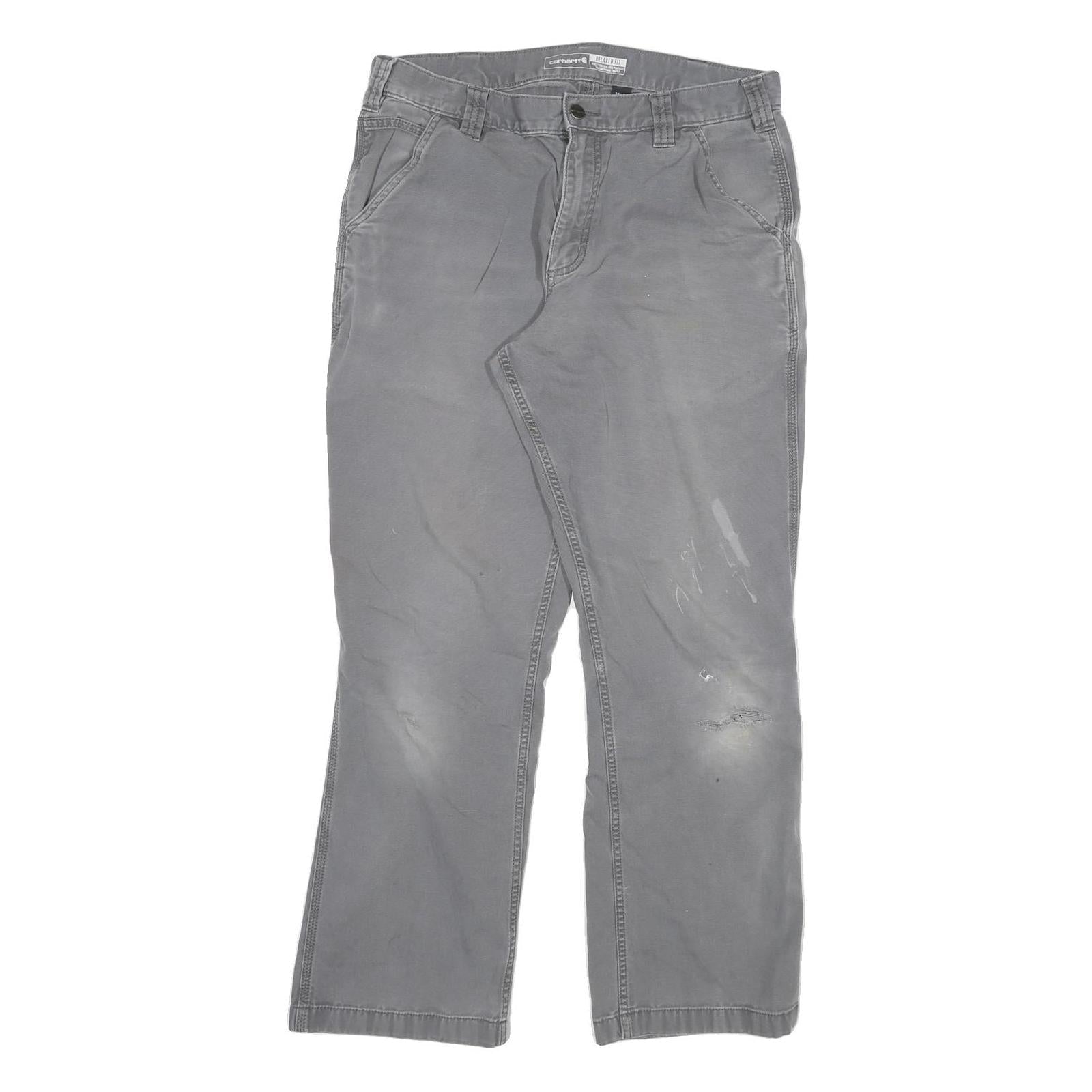 CARHARTT Mens Cotton Blend Grey Relaxed Straight Trousers W32 L28 Workwear Zip Refurbished - N/A refurbished available on Cerqular