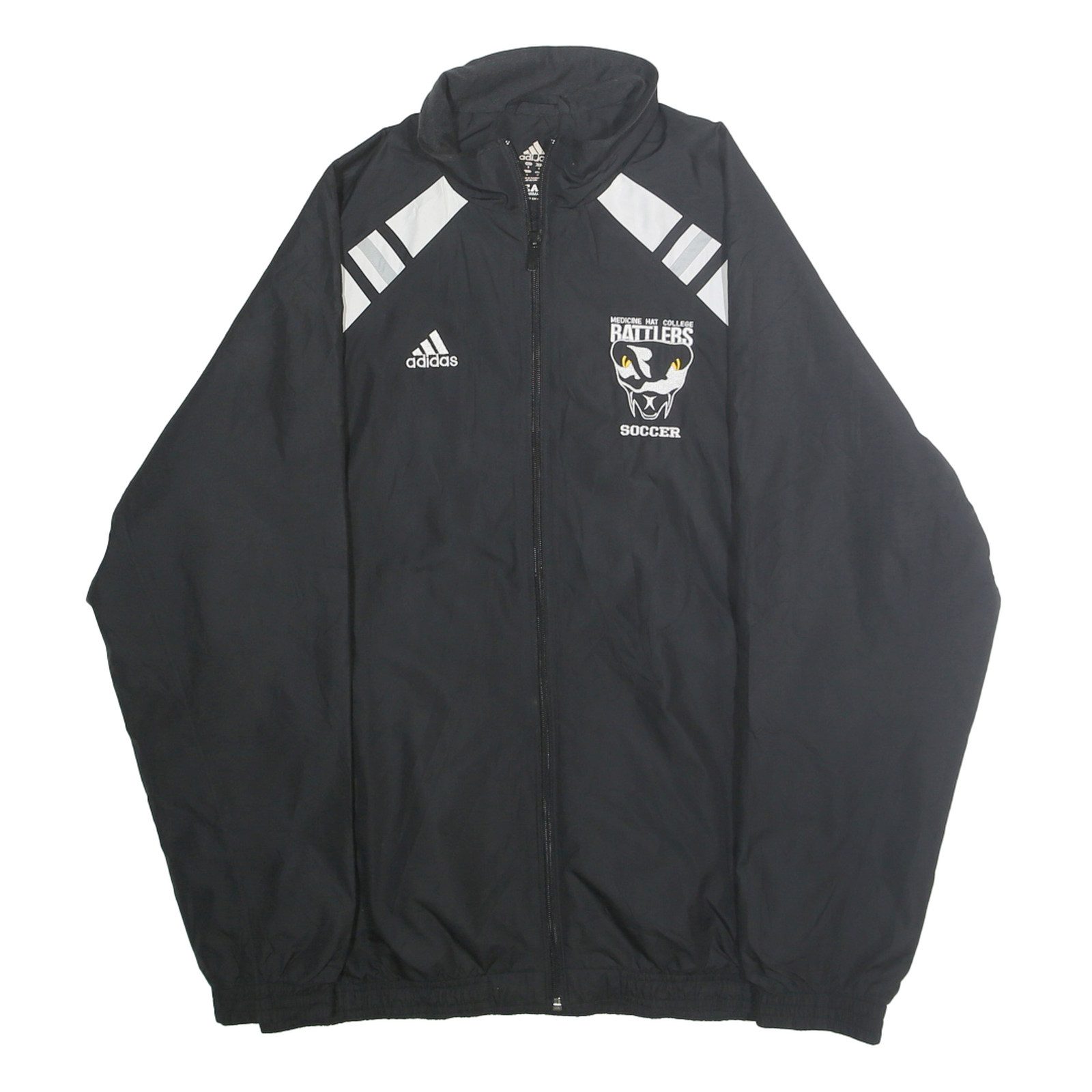 ADIDAS Mens Black Soccer Track Jacket S Polyester Striped Zip Sportswear Refurbished - N/A refurbished available on Cerqular