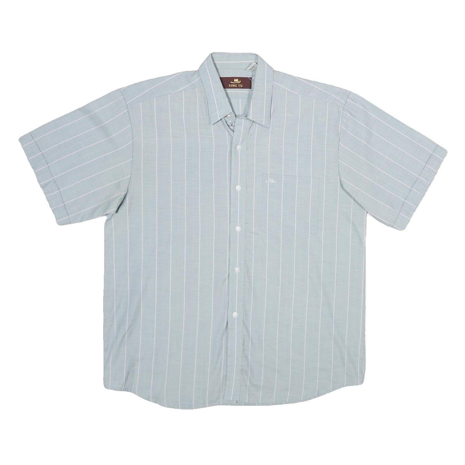 XING YU Mens Blue & White Stripe Polyester Blend Shirt M Casual Button Shirt Refurbished - N/A refurbished available on Cerqular