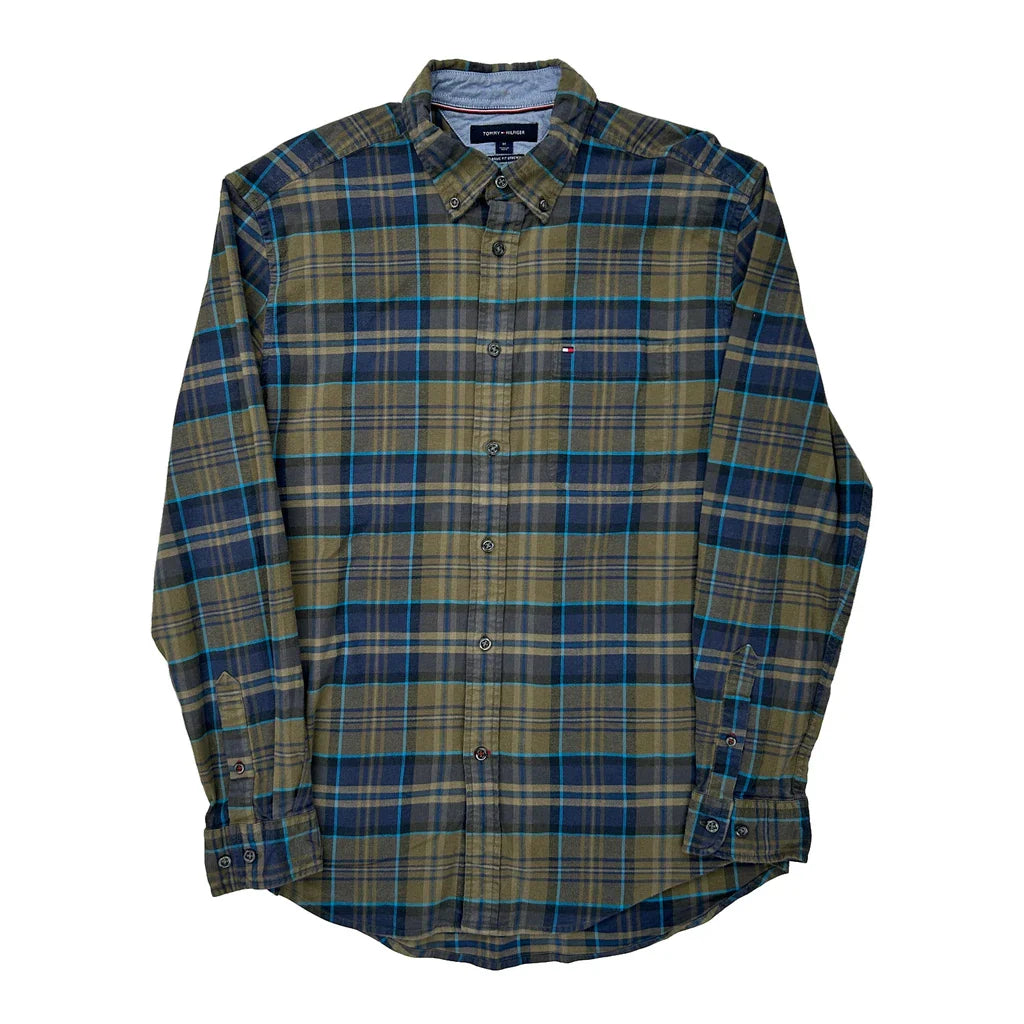 Buy Tommy Hilfiger Checked Shirt - Medium Blue Cotton Refurbished - $37.51 Tommy Hilfiger Checked Shirt - Medium Blue Cotton Refurbished - Thrifted (note: this is a term often used to describe second- refurbished available on Cerqular