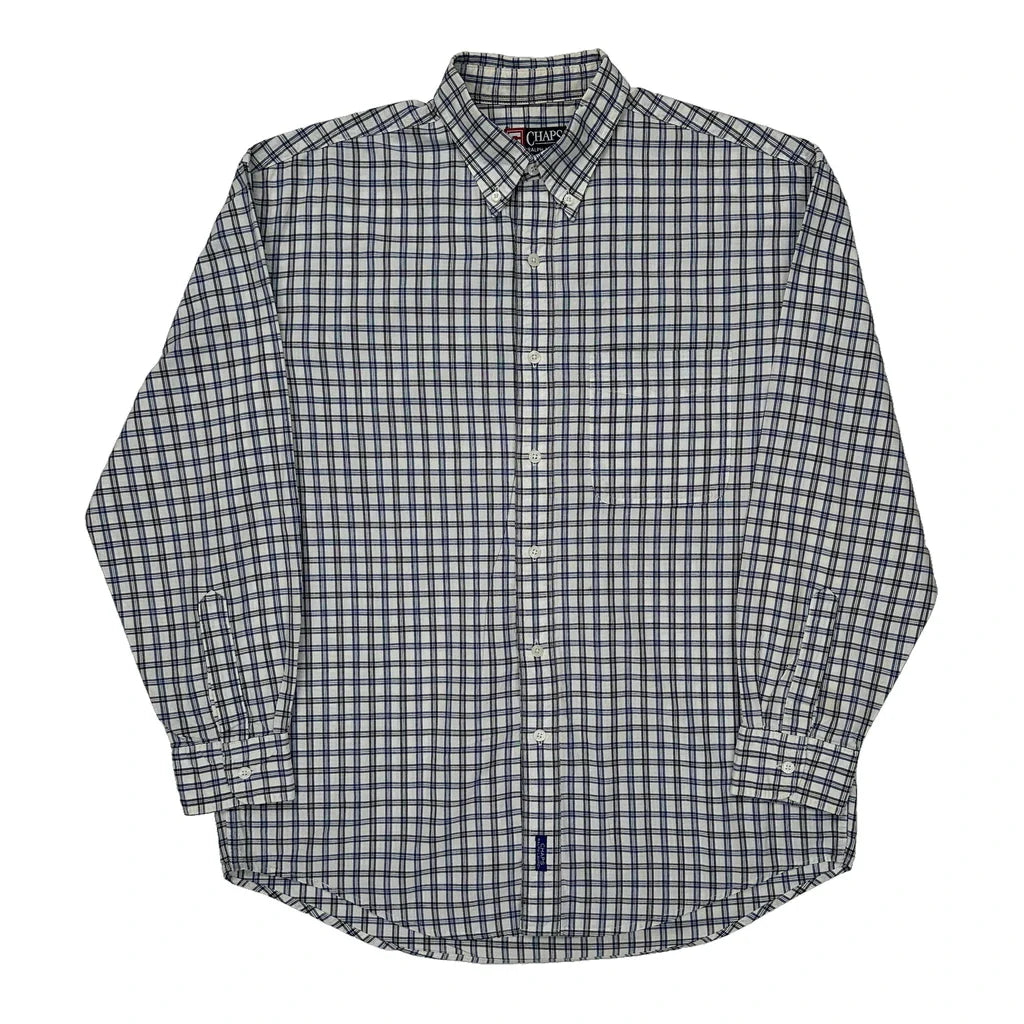Chaps Ralph Lauren Checked Shirt - Large Blue Cotton Refurbished - Thrifted (note: this is a term often used to describe second- refurbished available on Cerqular