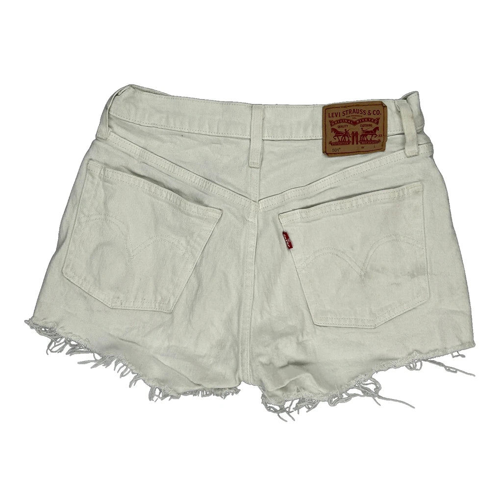 Levis Denim Shorts - 25W UK 6 White Cotton Refurbished - Thrifted (note: this is a term often used to describe second- refurbished available on Cerqular