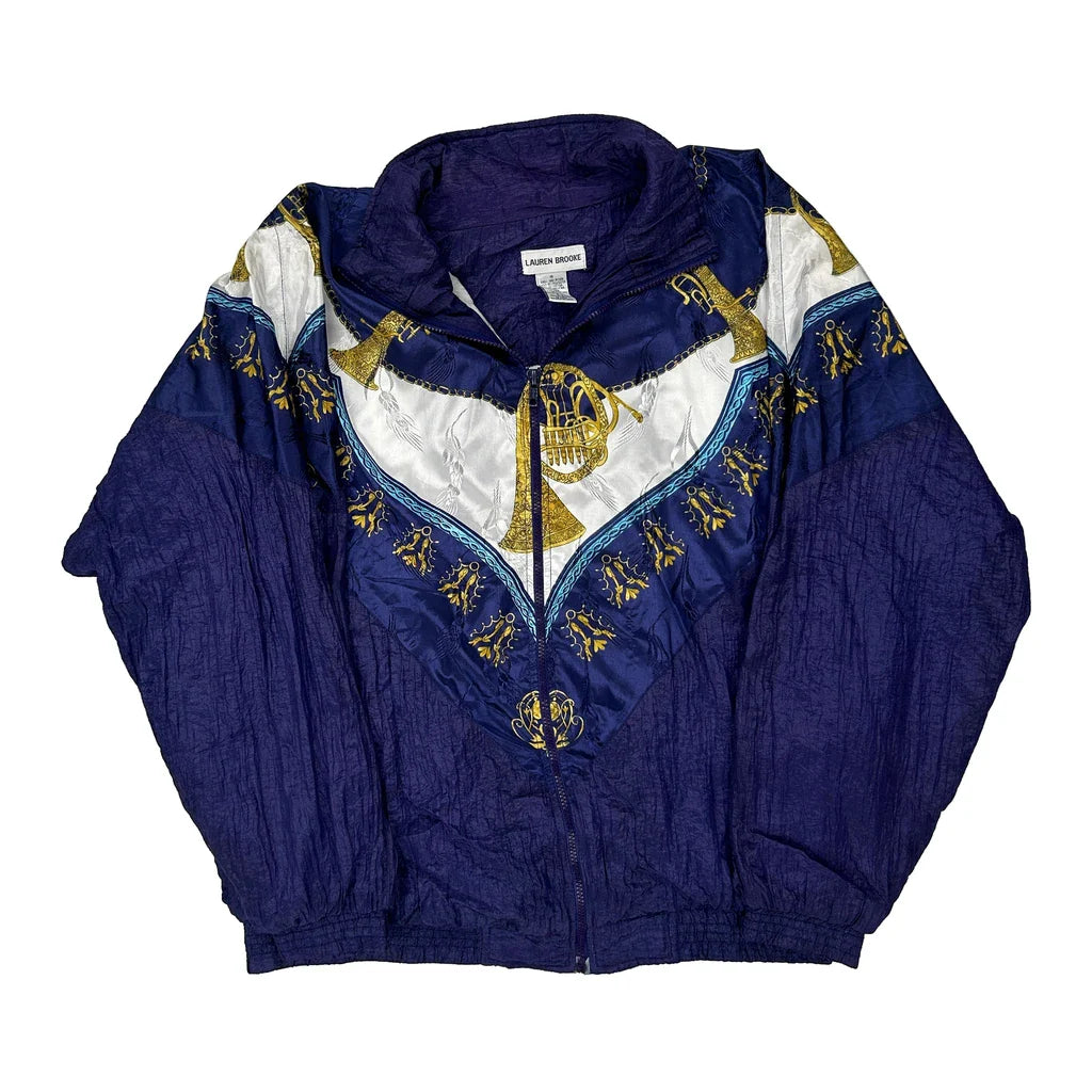 Lauren Brooke Shell Jacket - XL Blue Cotton Refurbished - Thrifted (note: this is a term often used to describe second- refurbished available on Cerqular