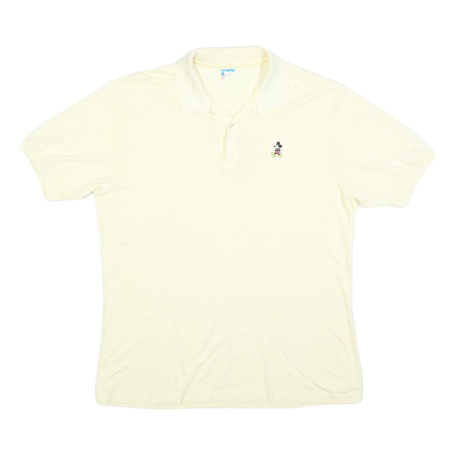 DISNEY Mens Cream Disney Mickey Mouse Short Sleeve Polo Shirt XL Cotton Blend Refurbished - N/A refurbished available on Cerqular