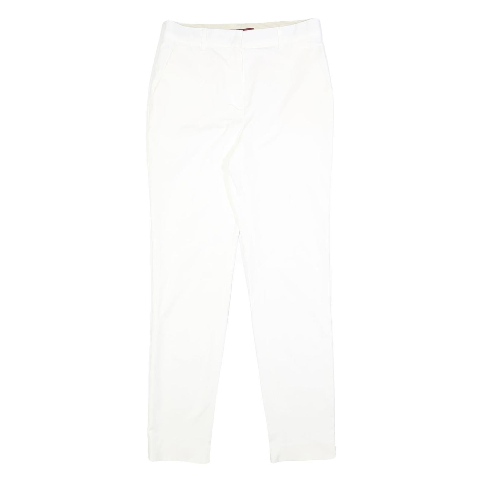 MAX MARA STUDIO Womens Cotton Blend White Slim Trousers W28 L28 Zip Closure Refurbished - N/A refurbished available on Cerqular