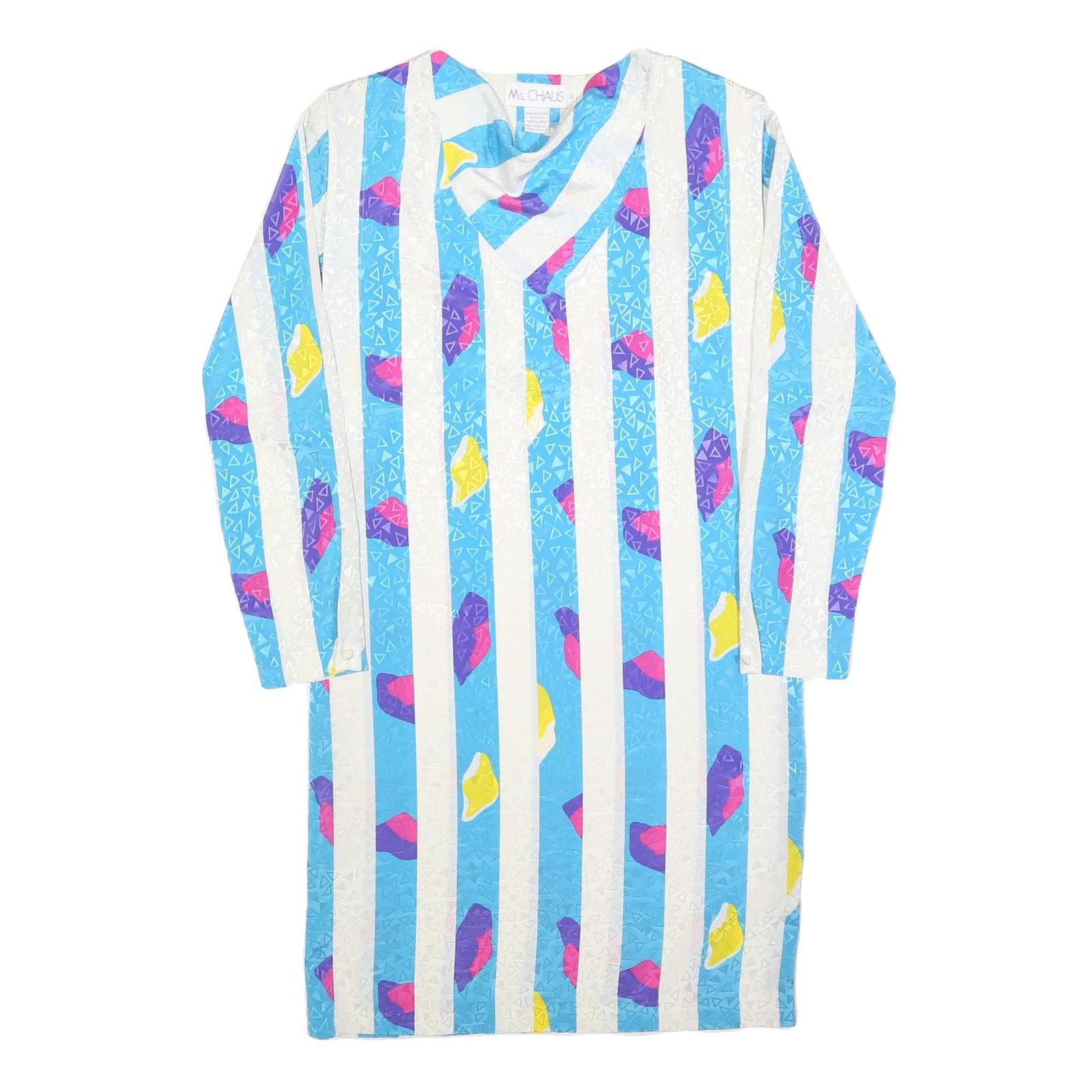 MS CHAUS Womens Blue & White Abstract Print Day Dress Polyester Size S Refurbished - N/A refurbished available on Cerqular