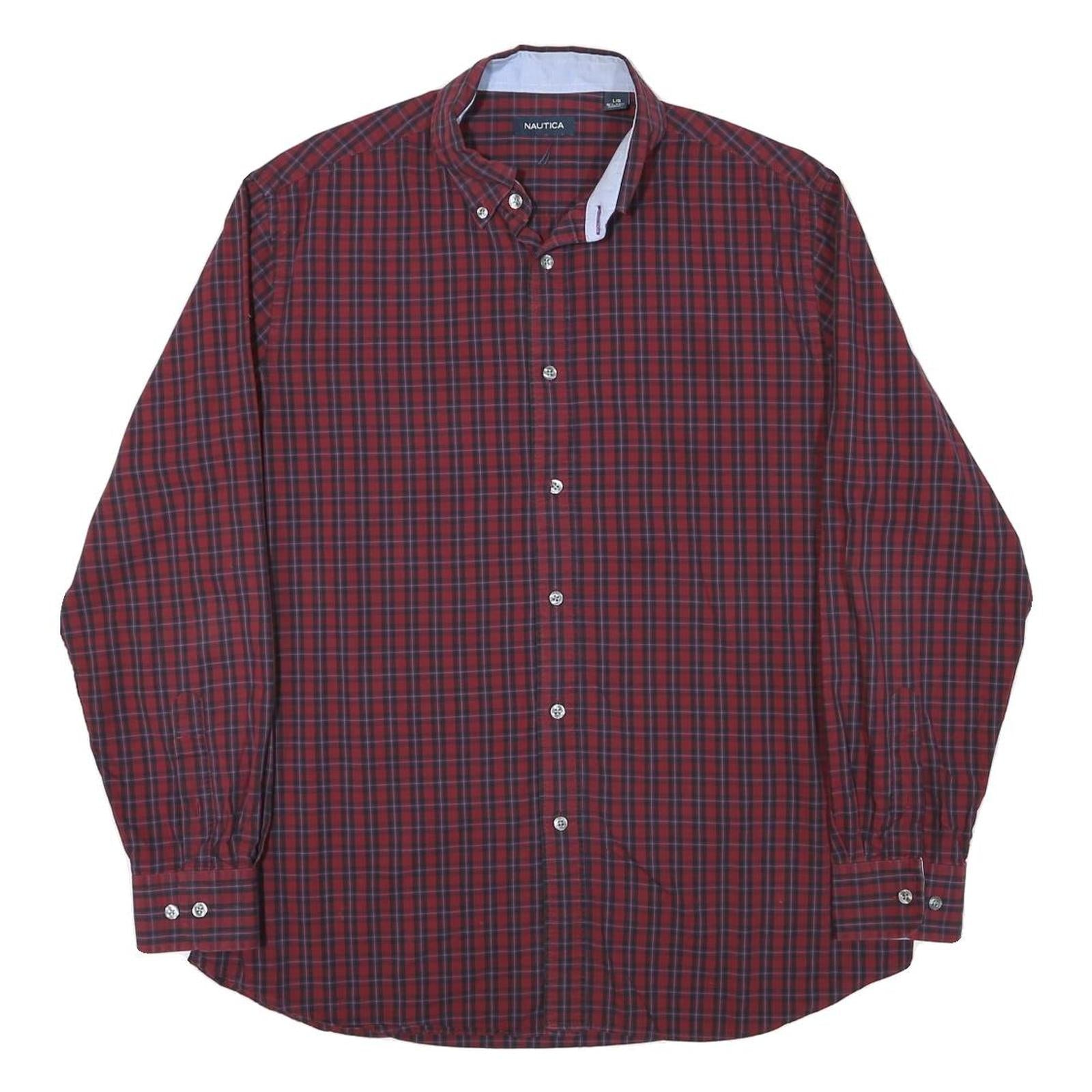 Buy NAUTICA Mens Red & Navy Check Shirt L Button-Down Collar Long Sleeve Cotton Refurbished - $25.99 NAUTICA Mens Red & Navy Check Shirt L Button-Down Collar Long Sleeve Cotton Refurbished - N/A refurbished available on Cerqular