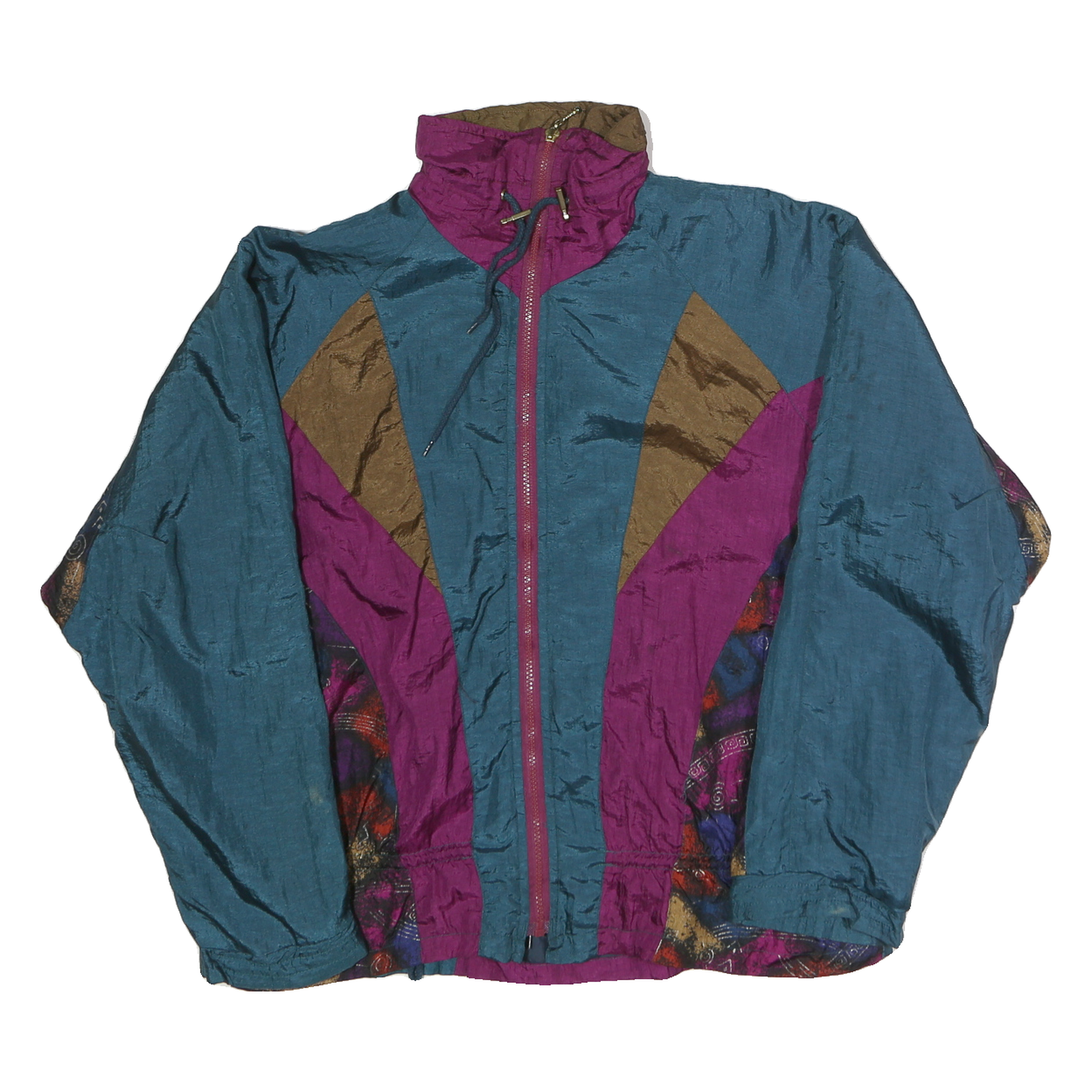 VILLE FRANCHE Womens Blue & Purple Nylon Zip Jacket M Colourblock Casual Refurbished - N/A refurbished available on Cerqular