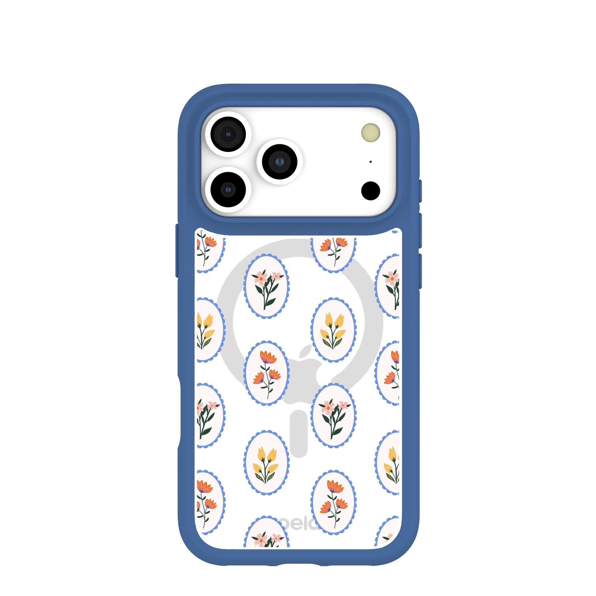 Clear Rosette Frame iPhone 17 Pro Max Case With True Blue Ridge (MagSafe included) Refurbished - Pela Case refurbished available on Cerqular