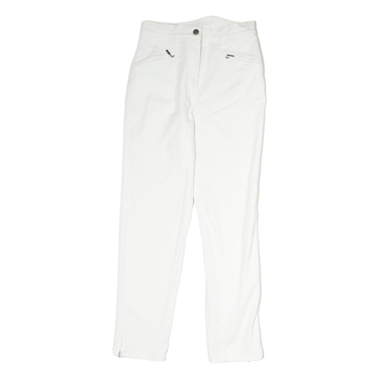 ZAFFIRI Womens White Slim Cotton Blend Trousers W27 L26 Zip Closure Elegant Fit Refurbished - N/A refurbished available on Cerqular