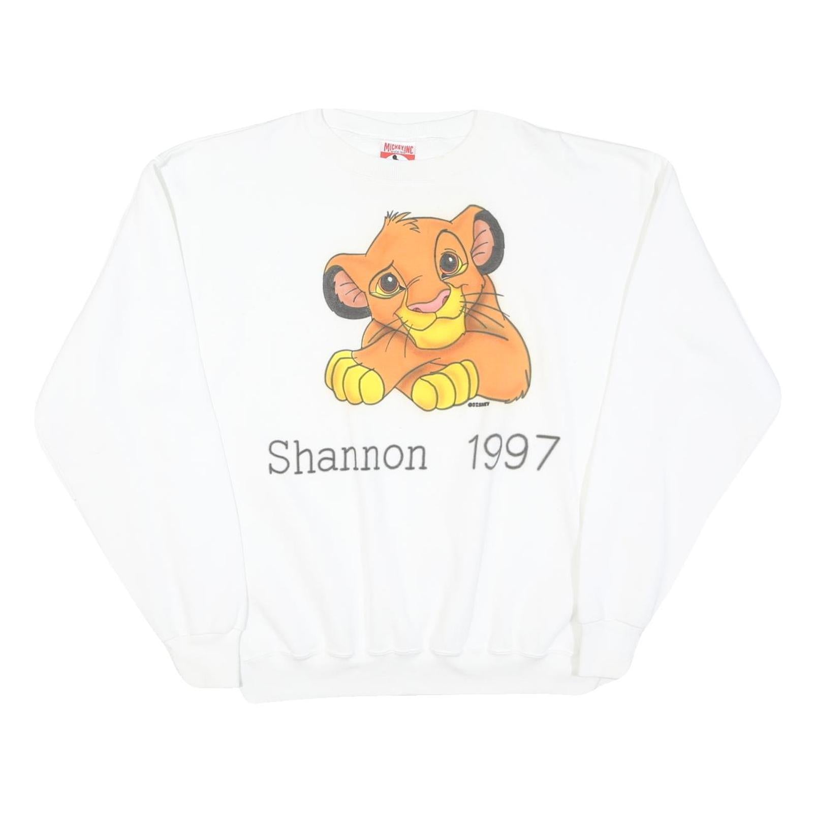 Womens White Cotton Sweatshirt Crew Neck M Lion Cub Graphic 1997 Vintage Refurbished - N/A refurbished available on Cerqular