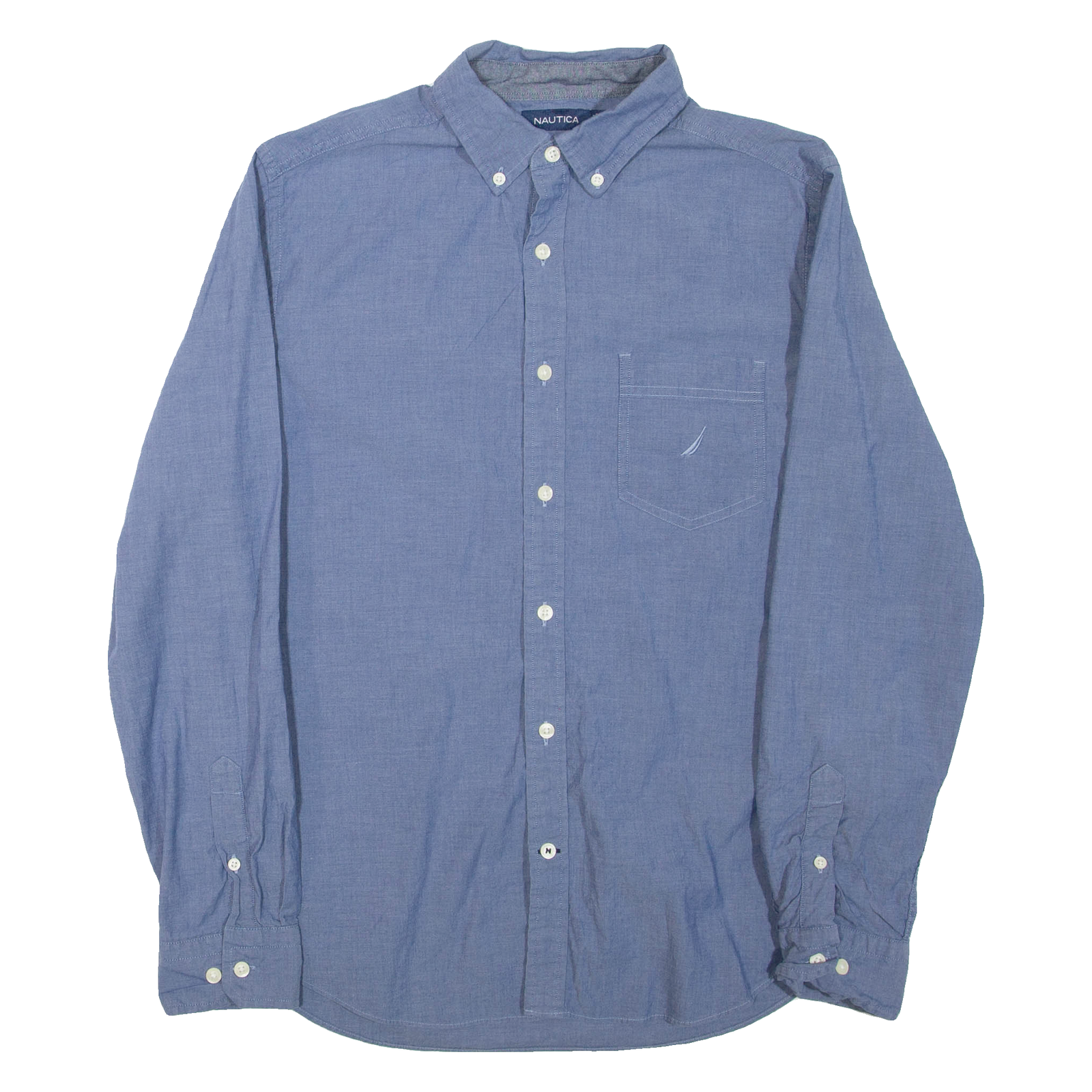NAUTICA Mens Plain Shirt Blue Long Sleeve M Refurbished - N/A refurbished available on Cerqular