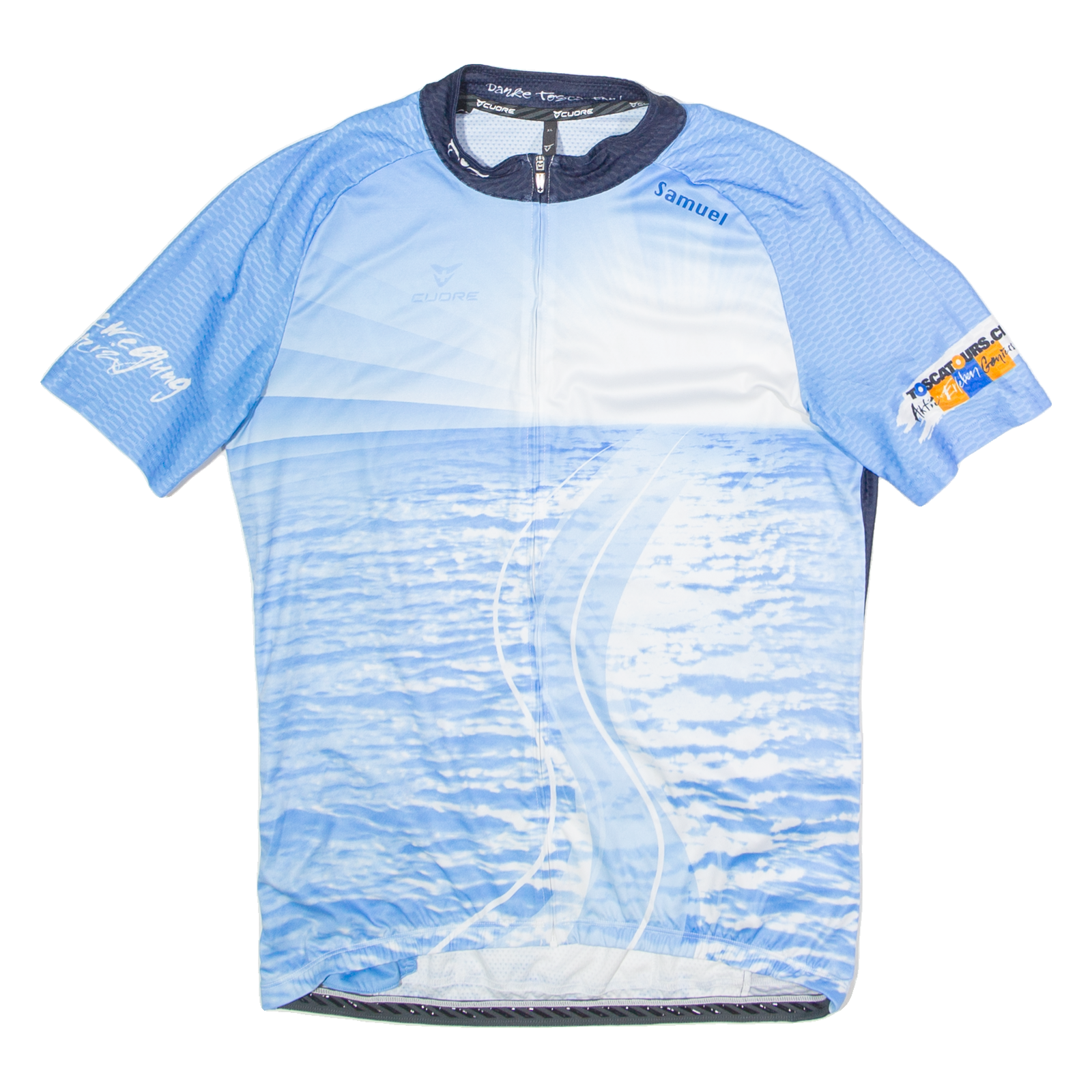 CUORE Full Zip Cycling Mens Jersey Blue High Neck XL Refurbished - N/A refurbished available on Cerqular
