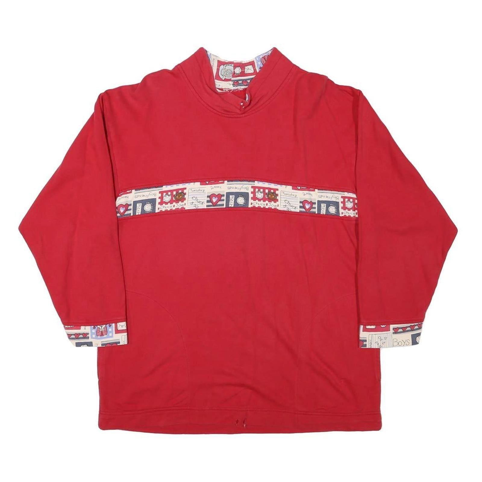 Mens Red Sweatshirt Cartoon Print Crew Neck M Casual Cotton Comfort Refurbished - N/A refurbished available on Cerqular