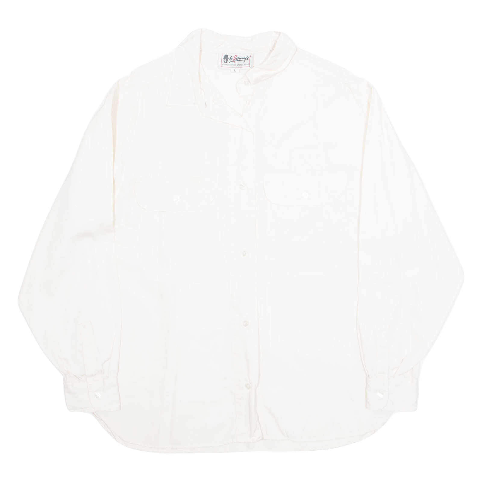 HILLARMY Womens Shirt Beige Collared Long Sleeve 90s L Refurbished - N/A refurbished available on Cerqular