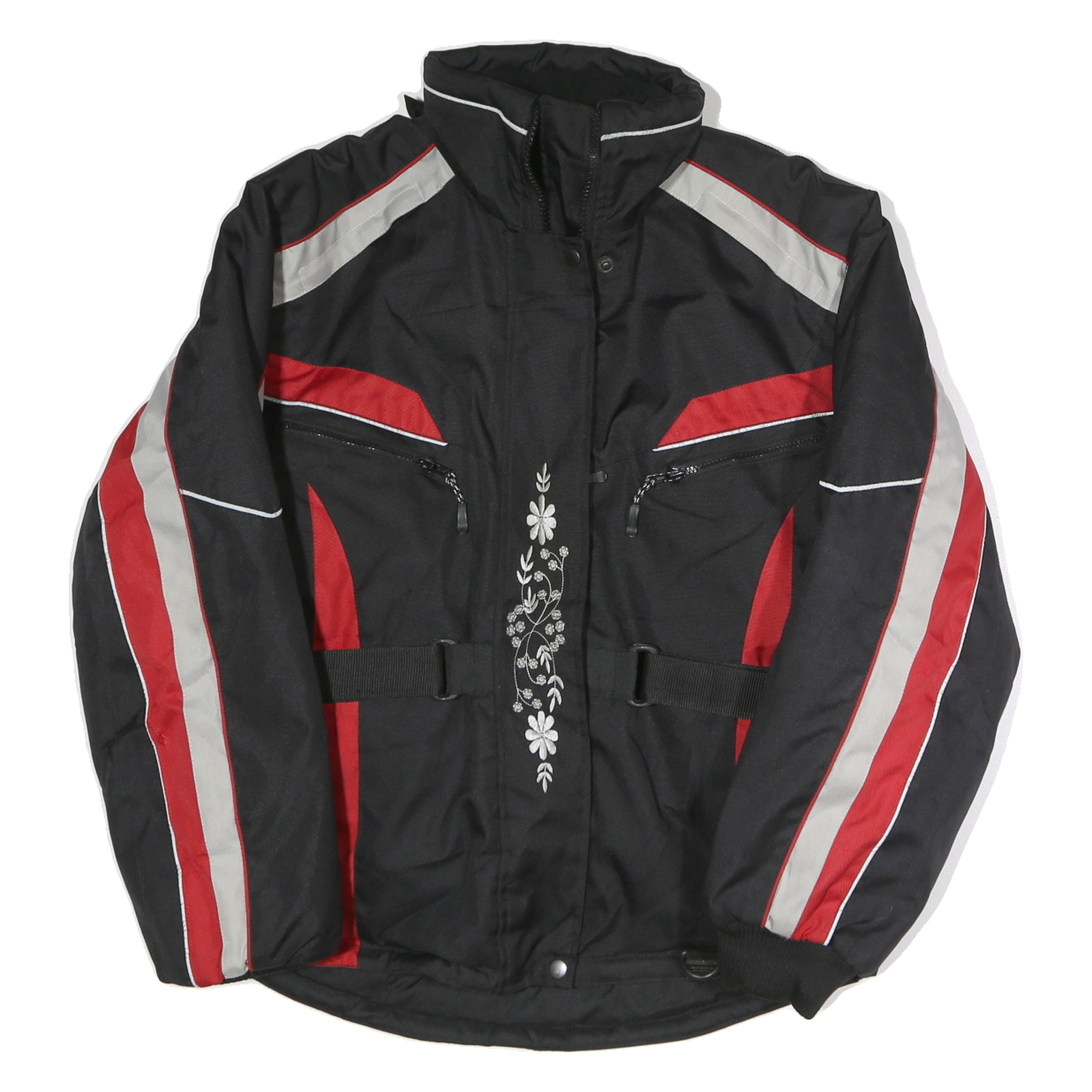 Womens Black & Red Polyester Blend Zip Up Outdoor Jacket L Woven Sportwear Refurbished - N/A refurbished available on Cerqular