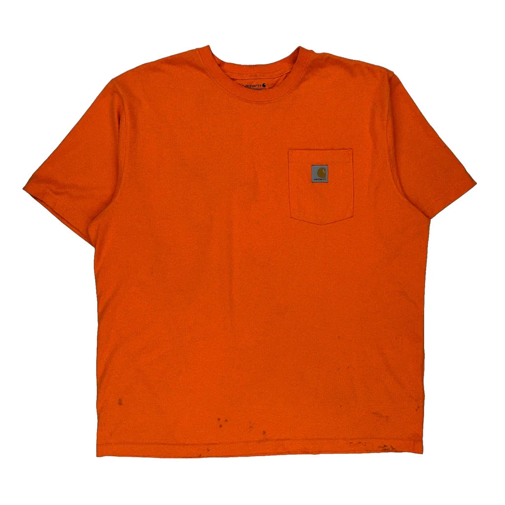 Carhartt T-Shirt - XL Orange Cotton Refurbished - Thrifted (note: this is a term often used to describe second- refurbished available on Cerqular