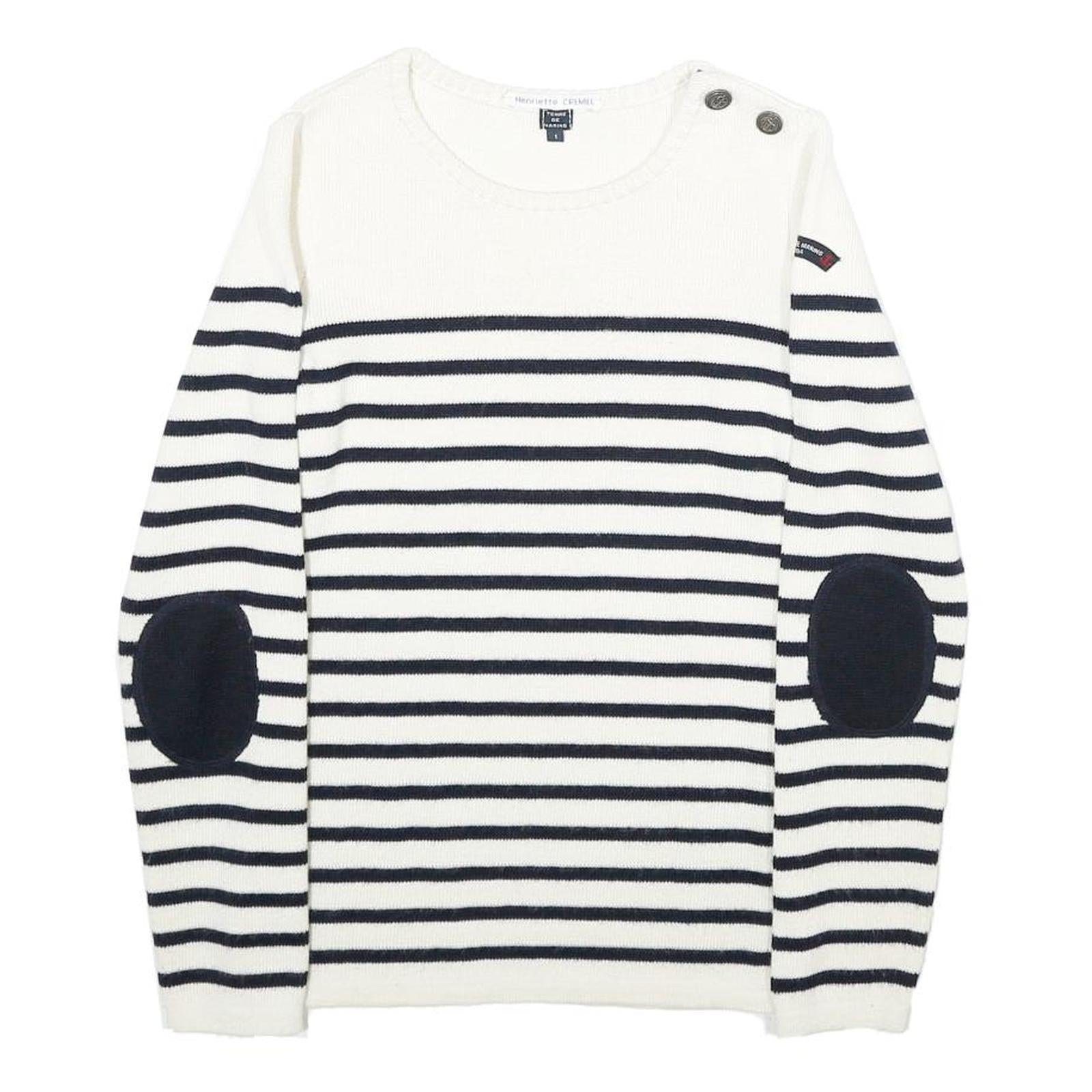 Buy TERRE DE MARINS Womens White & Navy Striped Patterned Crew Neck Basic Knit Refurbished - $27.29 TERRE DE MARINS Womens White & Navy Striped Patterned Crew Neck Basic Knit Refurbished - N/A refurbished available on Cerqular