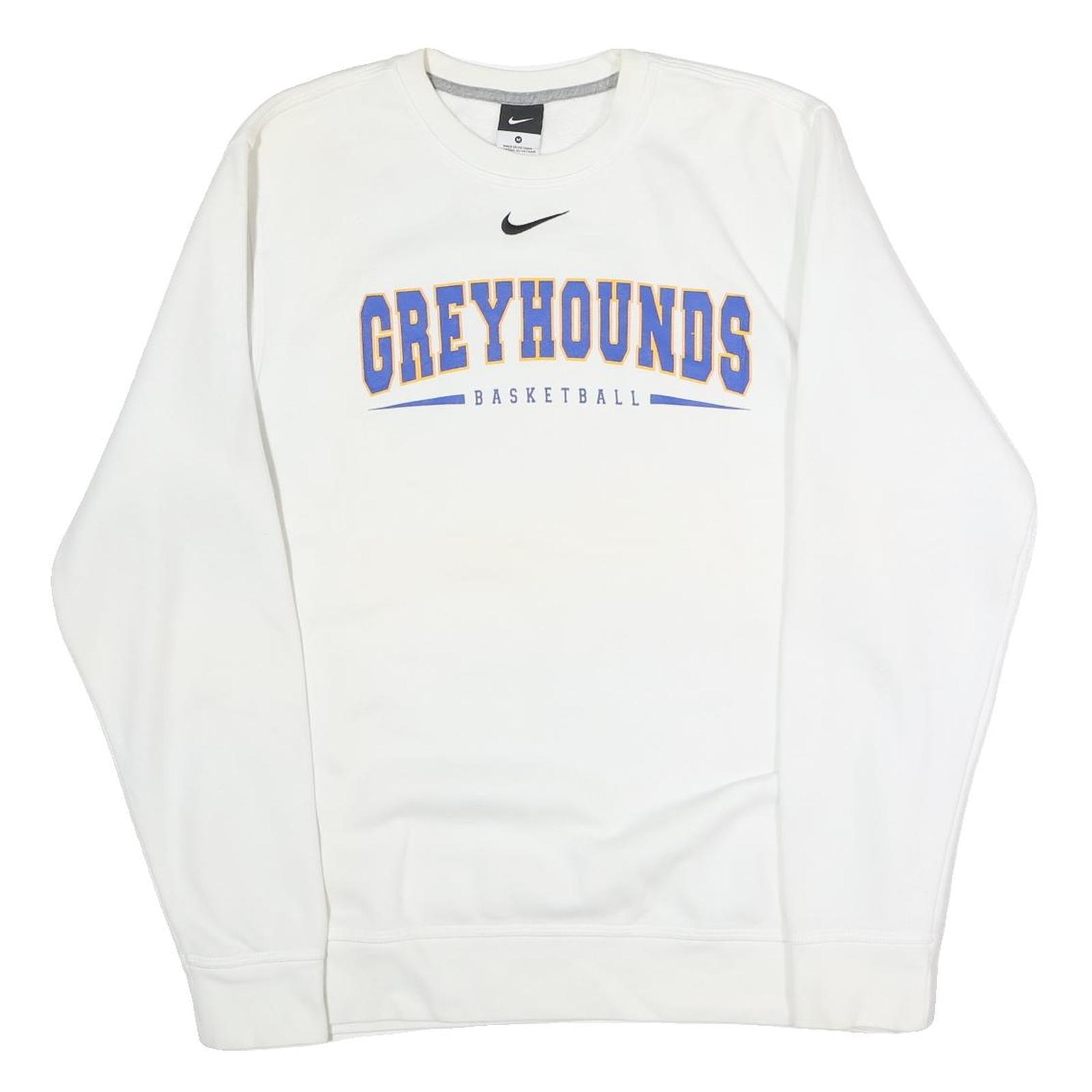 NIKE Mens White Greyhounds Basketball Crew Neck M Cotton Blend Sweatshirt Refurbished - N/A refurbished available on Cerqular