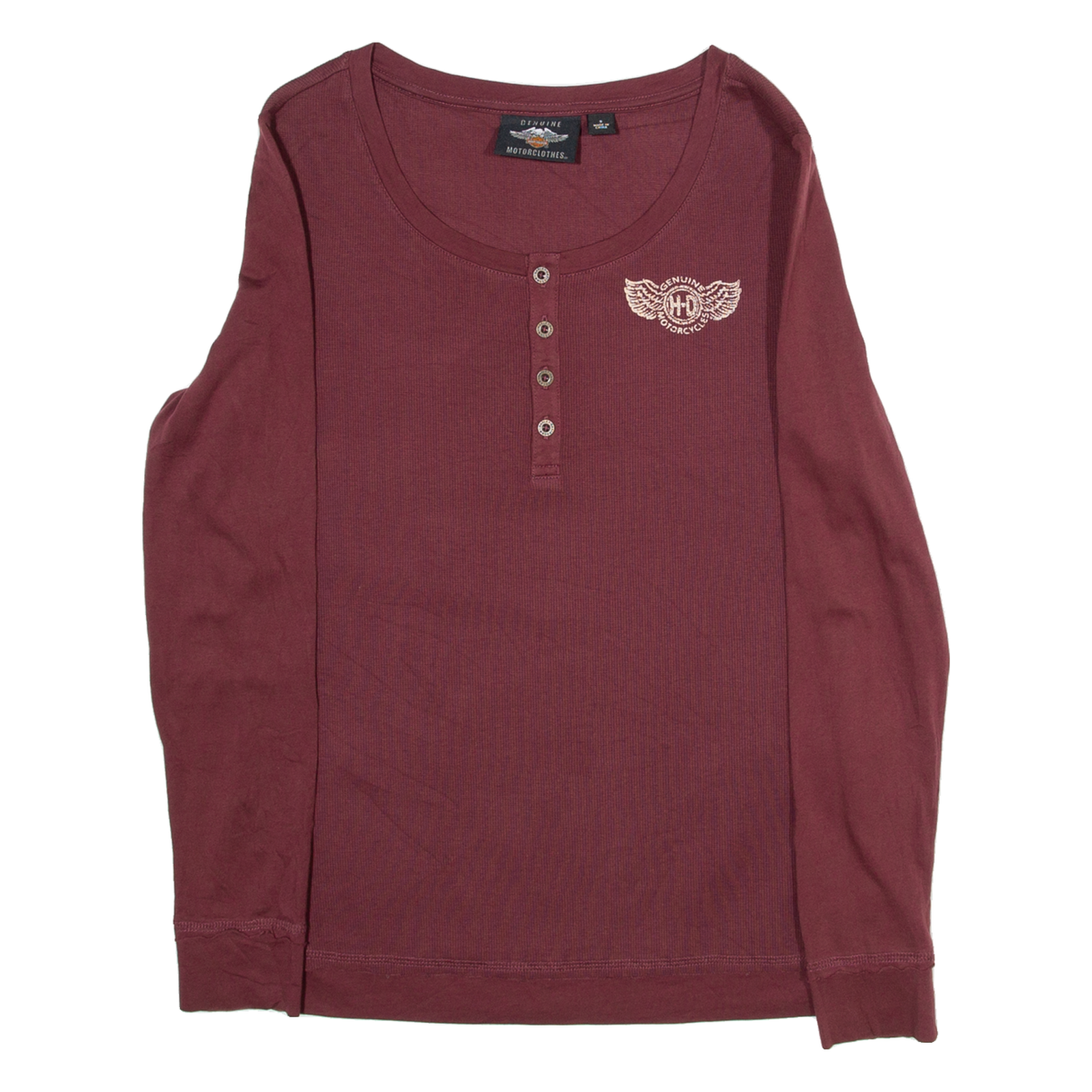 HARLEY DAVIDSON Womens T-Shirt Maroon Long Sleeve S Refurbished - N/A refurbished available on Cerqular