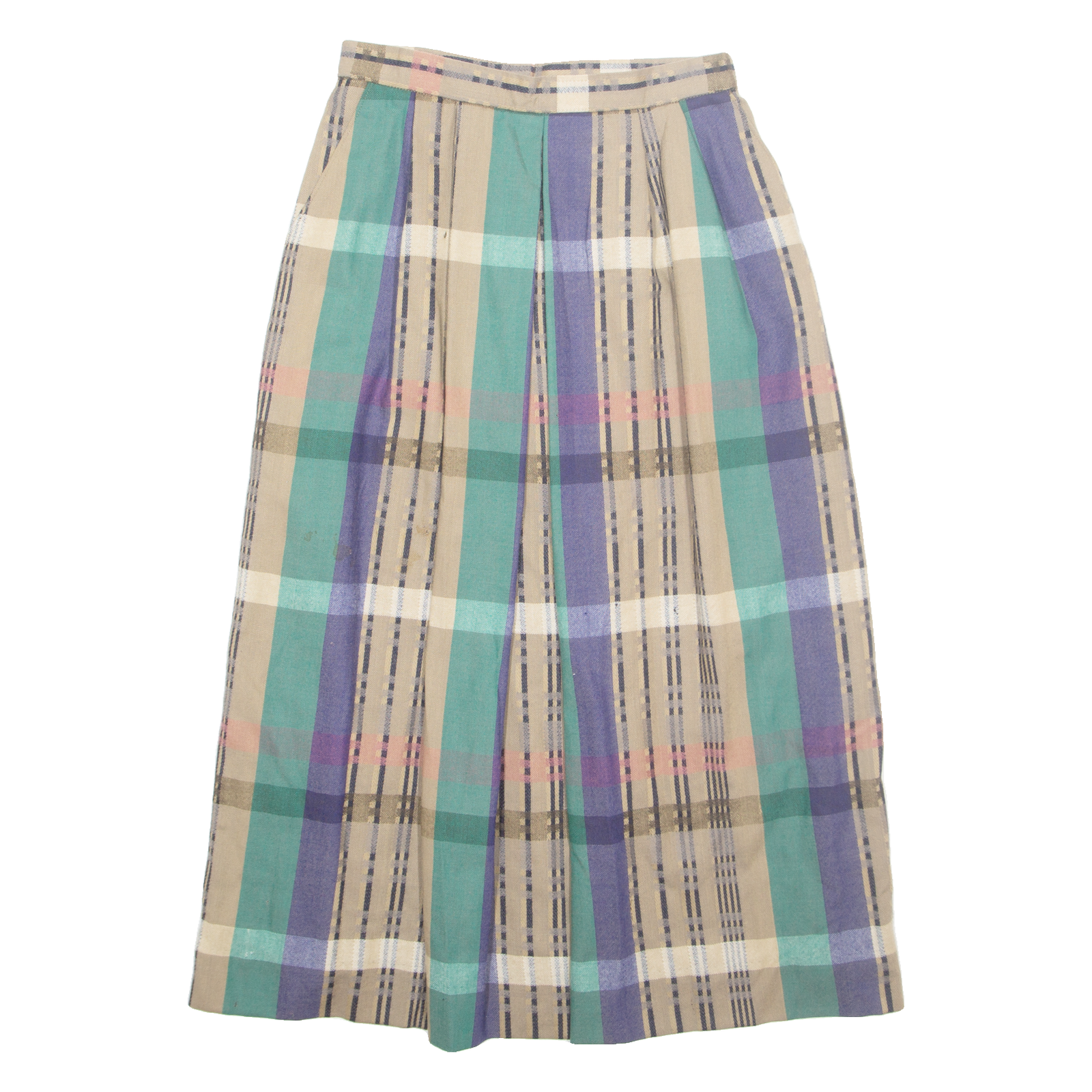 Womens A-Line Skirt Brown Midi Wool Check S Refurbished - N/A refurbished available on Cerqular